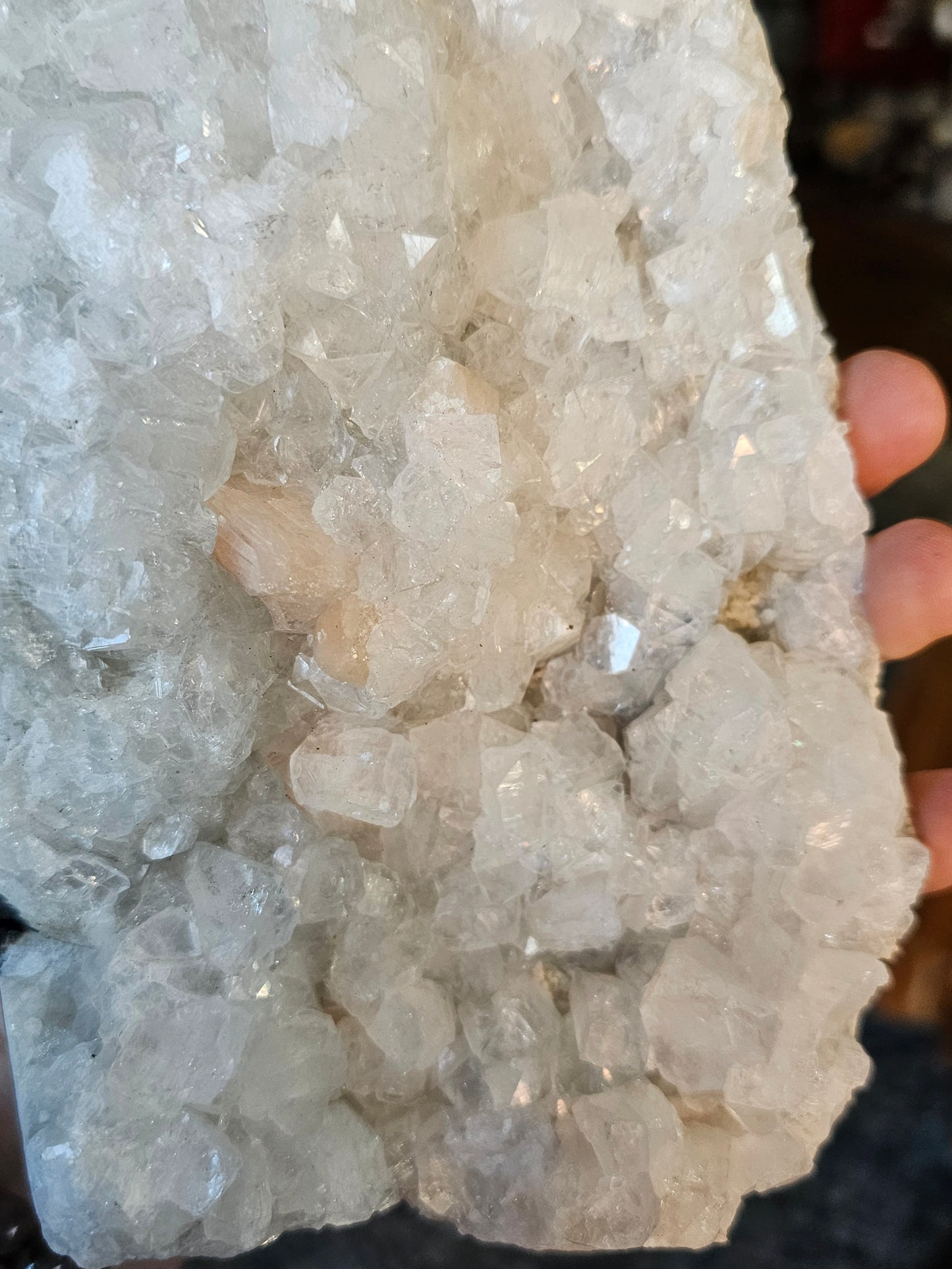 Large Peach Stilbite on Apophyllite