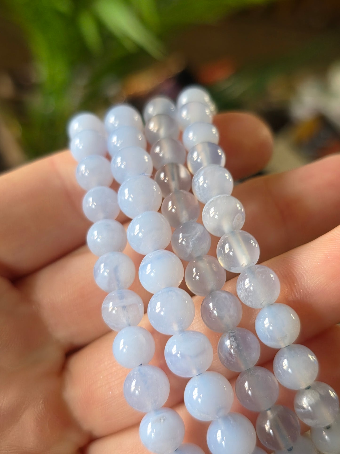 Blue Agate Bead Bracelet