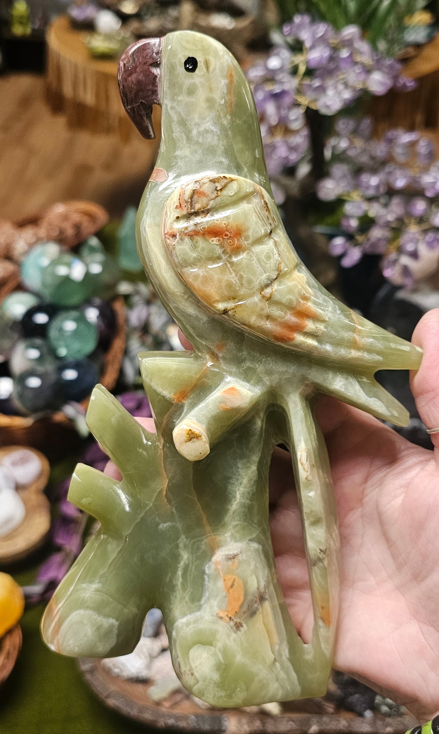Afghan Jade Onyx Parrot Carving