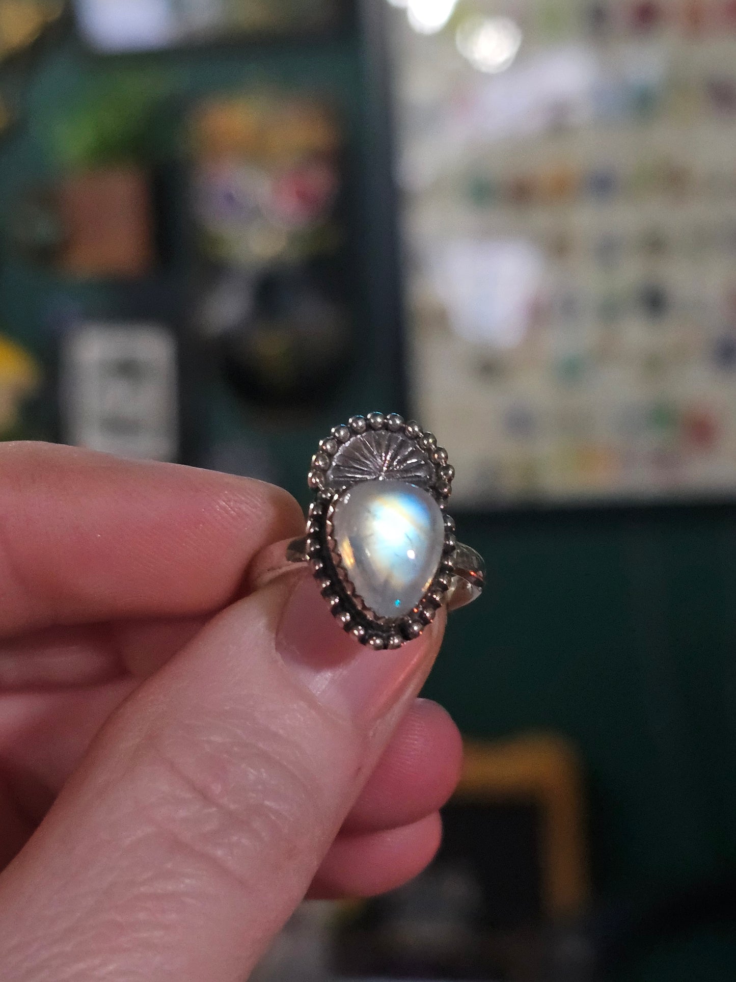 Size 7 Rainbow Moonstone Ring
