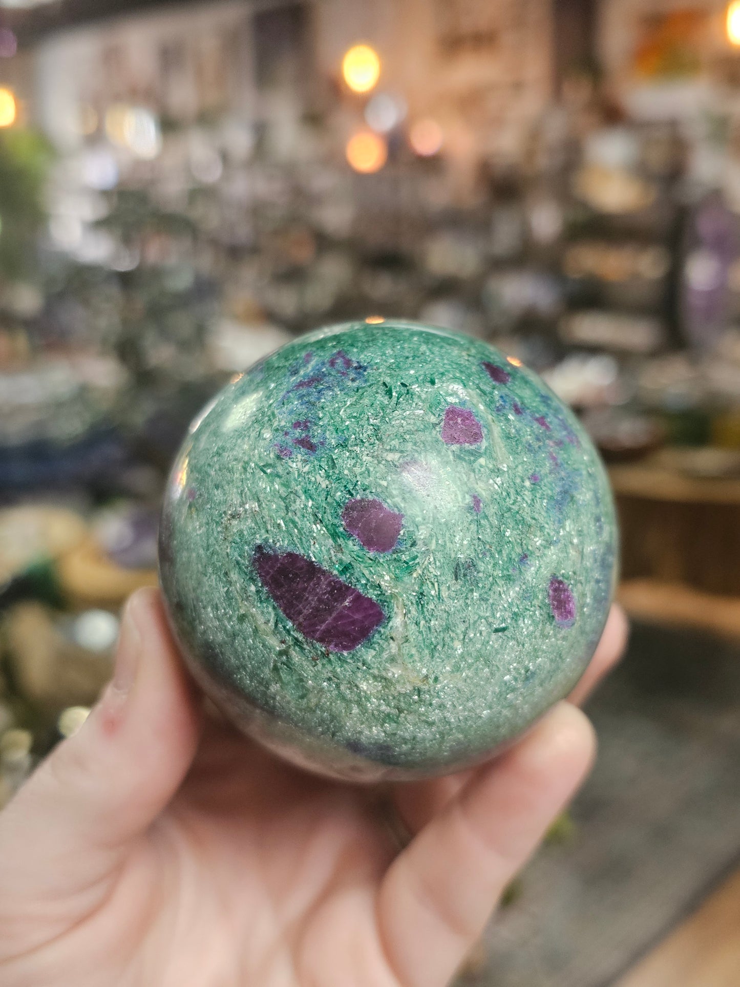 Ruby, Fuchsite, and Kyanite Sphere
