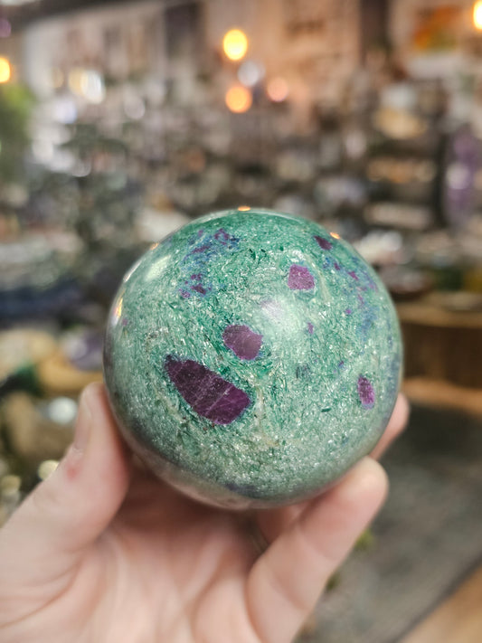 Ruby, Fuchsite, and Kyanite Sphere