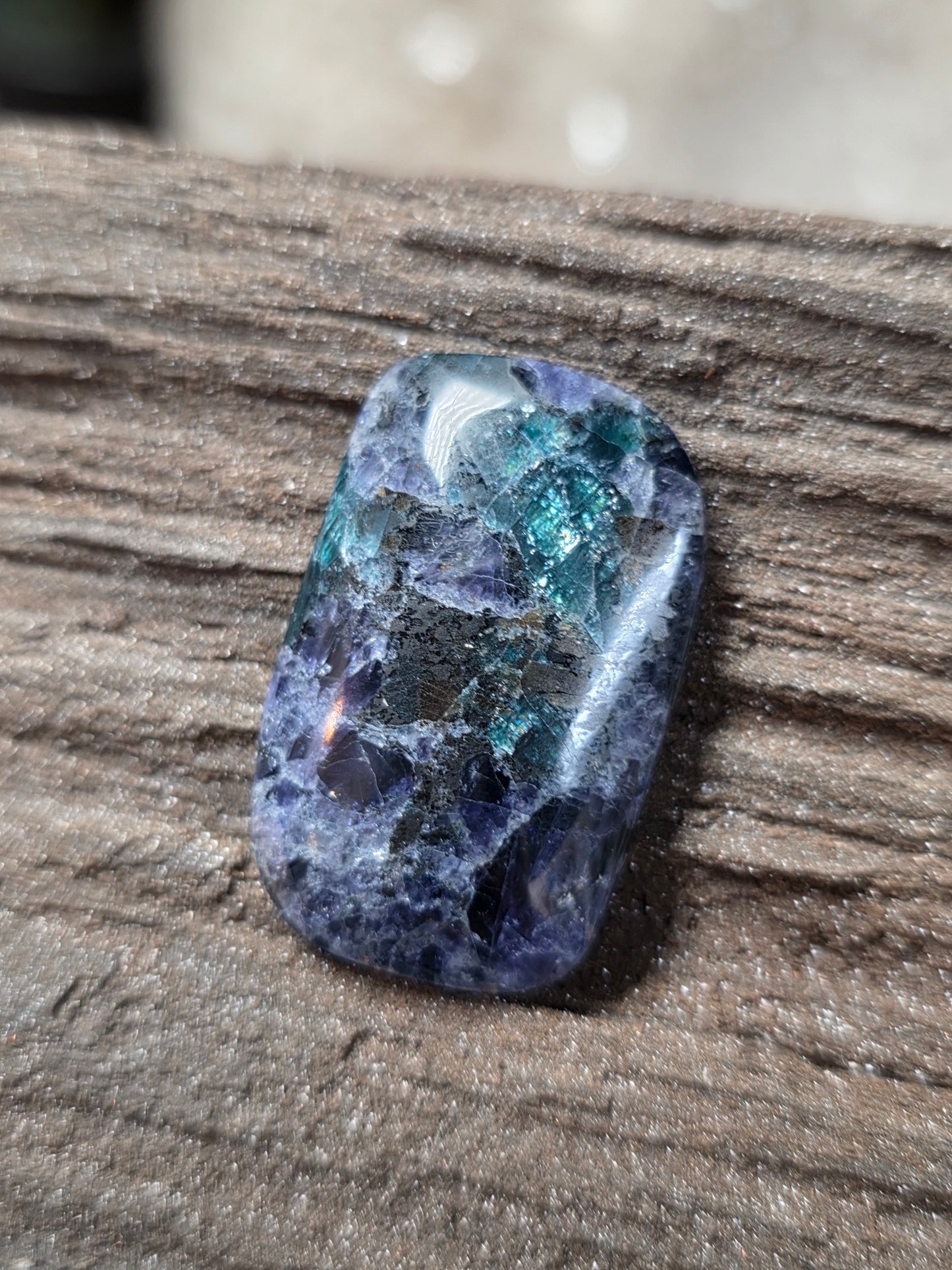 Iolite and Apatite Cabochon