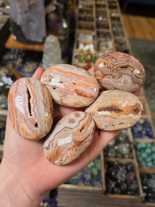Pink Java Lace Agate Palmstone