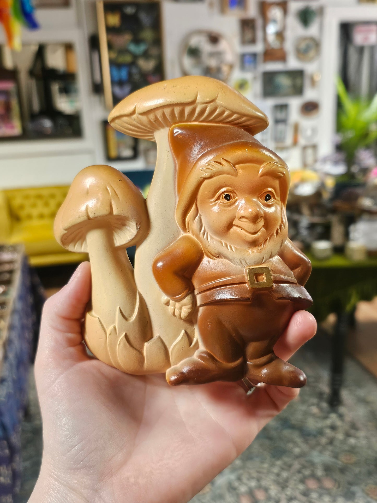 Vintage Miller Studio Gnome and Mushroom Chalkware