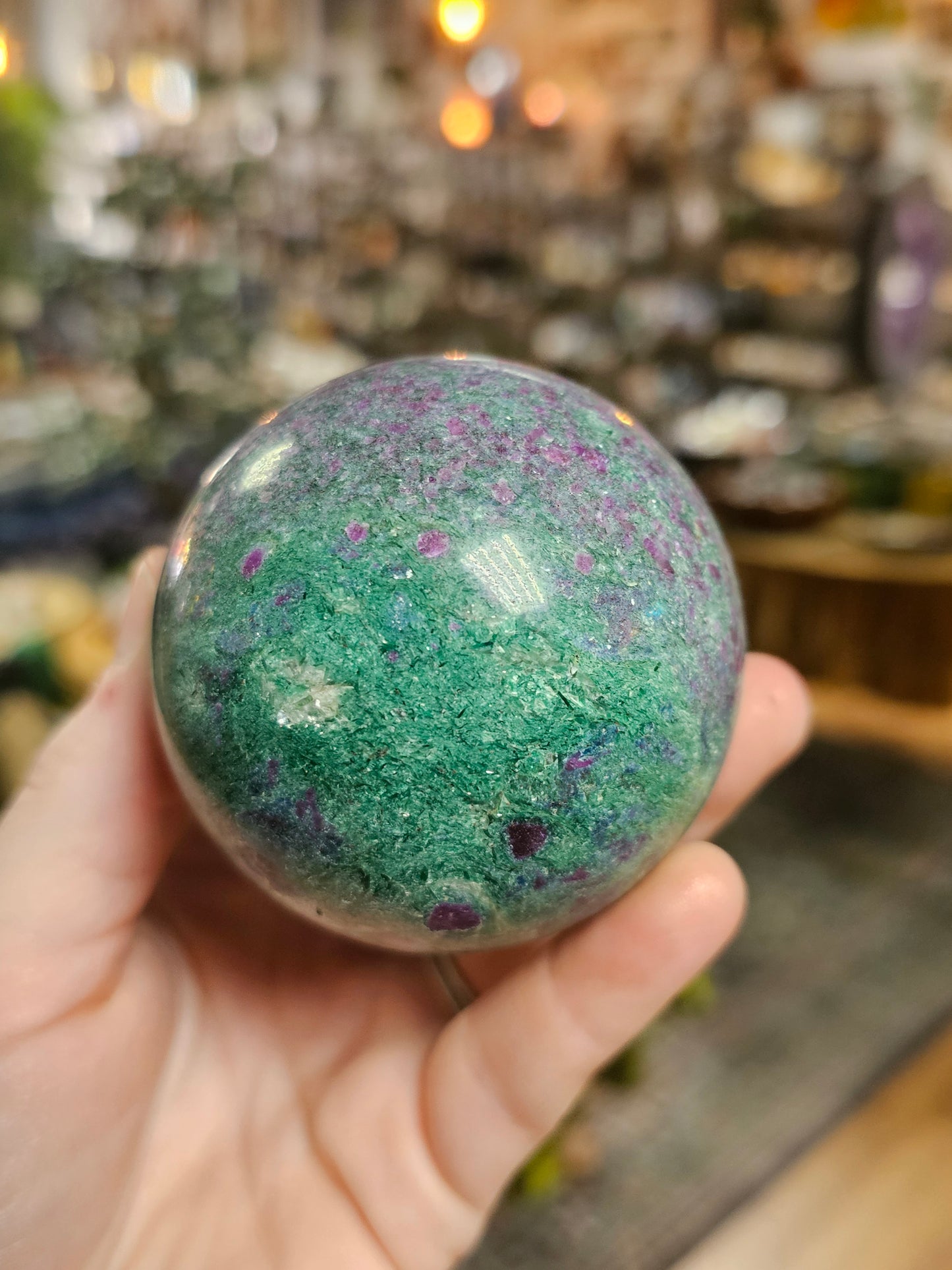 Ruby, Fuchsite, and Kyanite Sphere