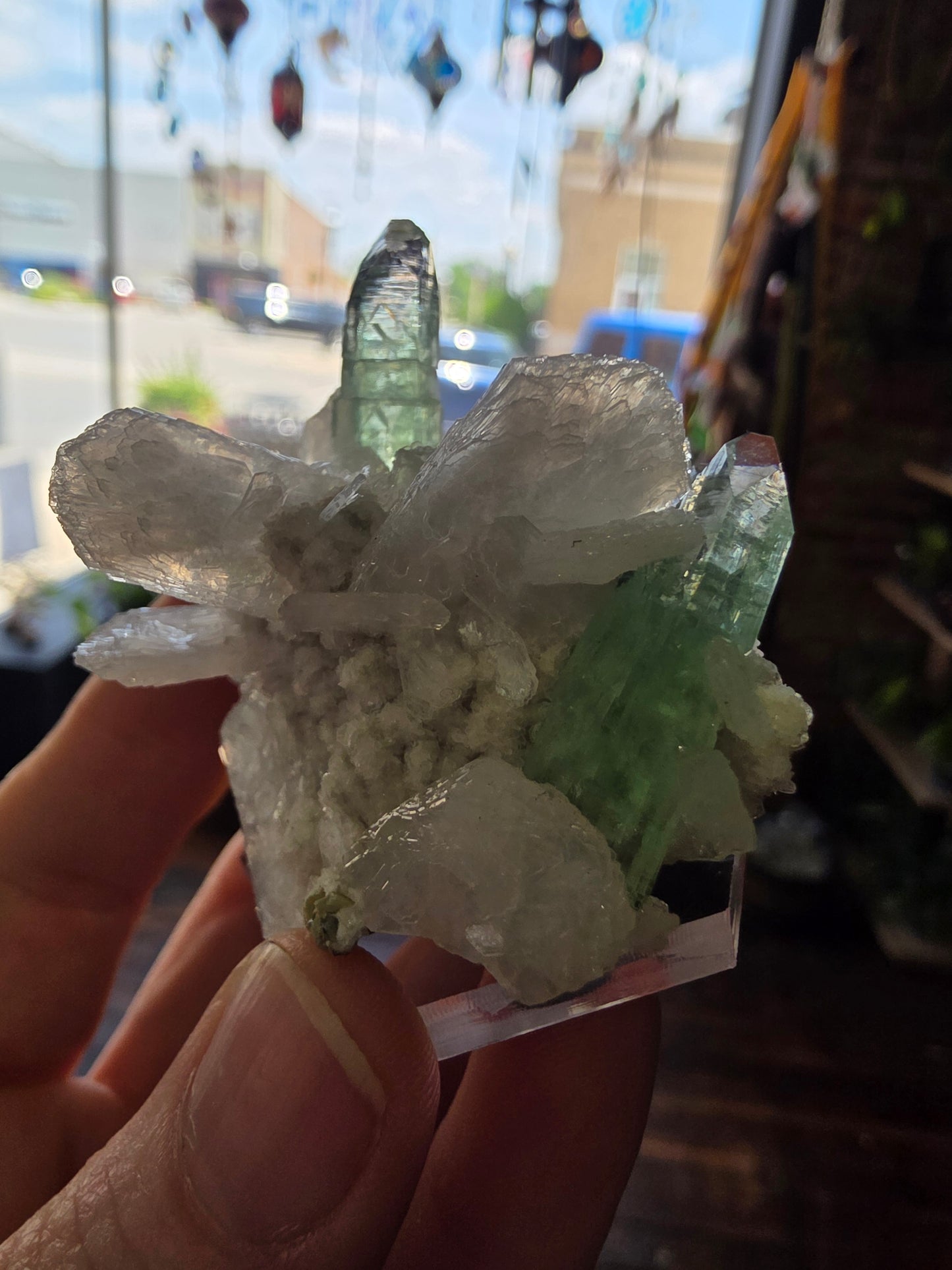 Green Apophyllite On Stilbite