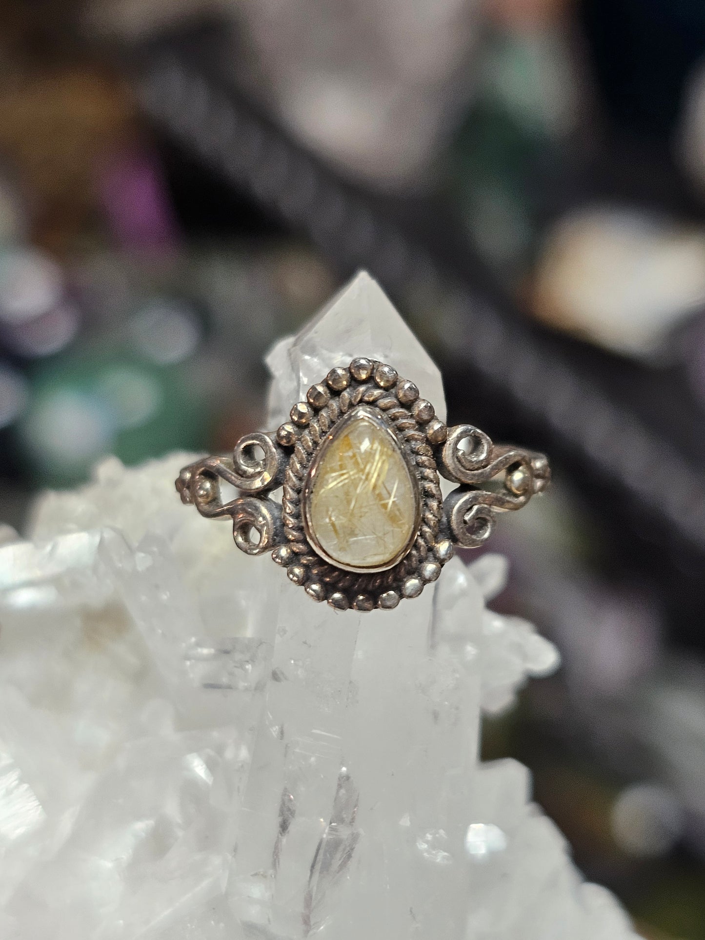 Size 7.5 Golden Rutile Quartz Ring