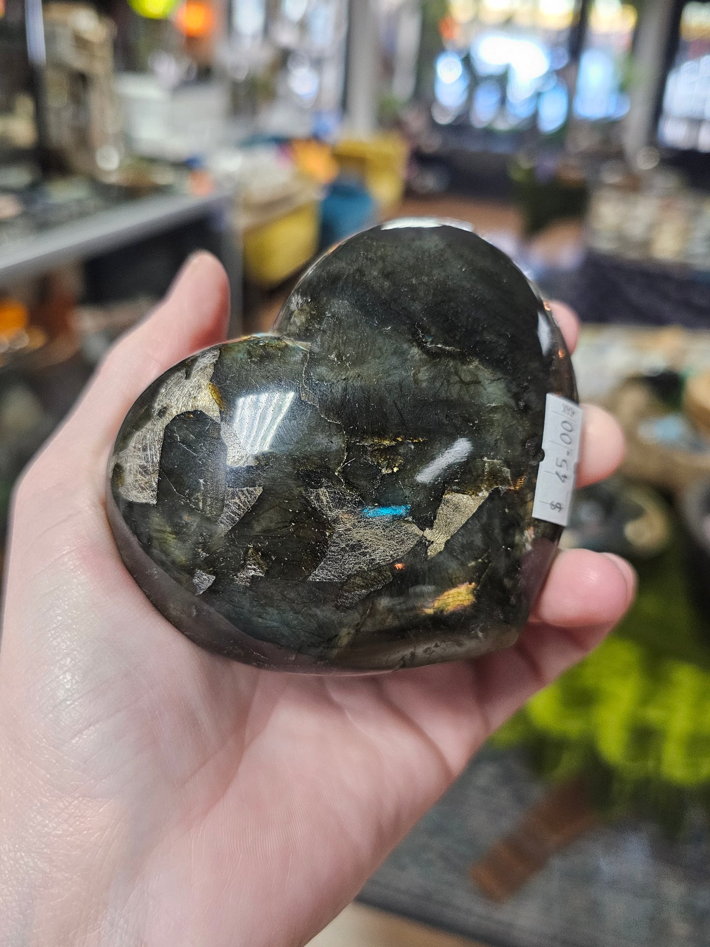 Labradorite Heart with Metal stand