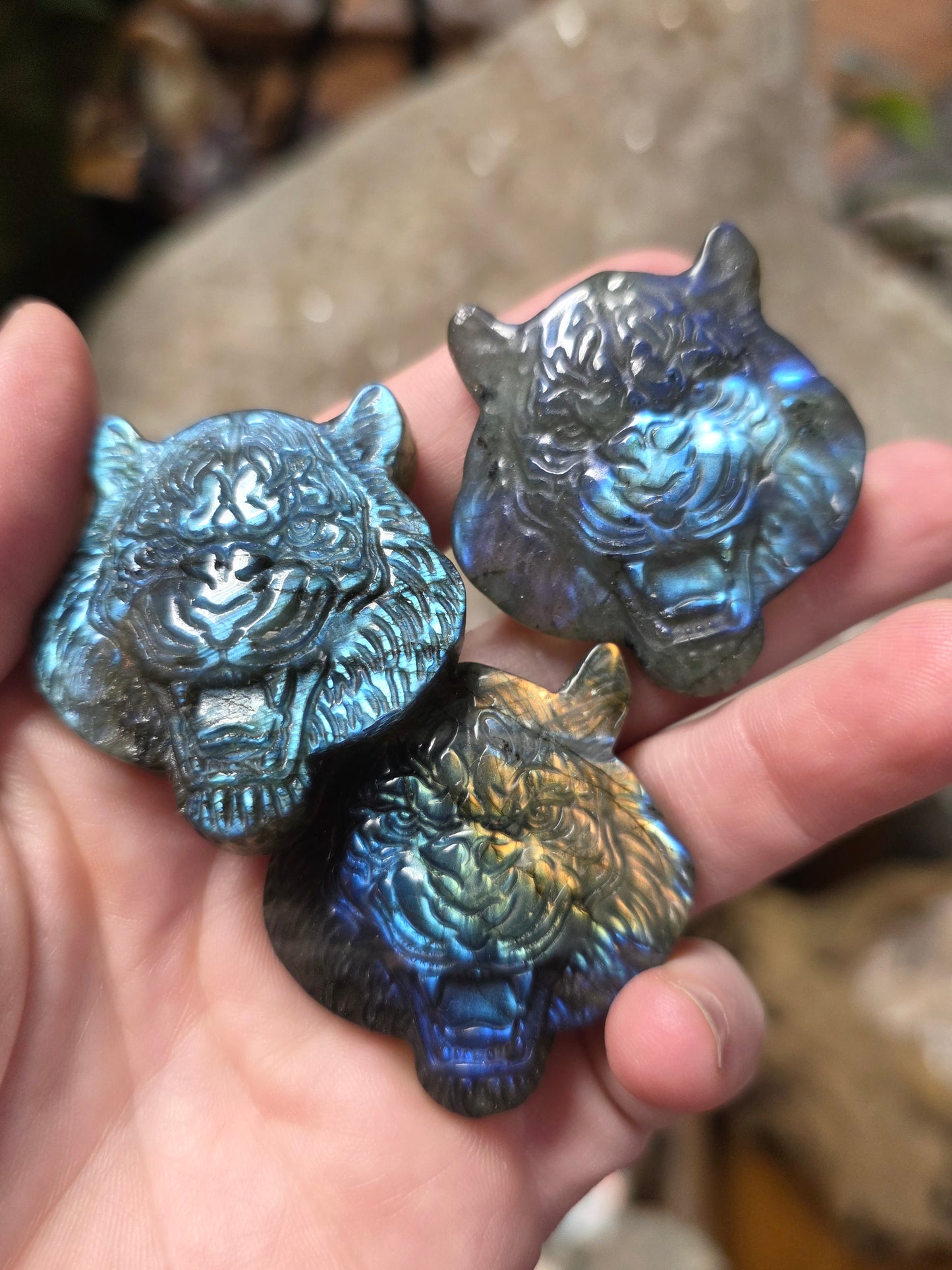 Labradorite Tiger Carving