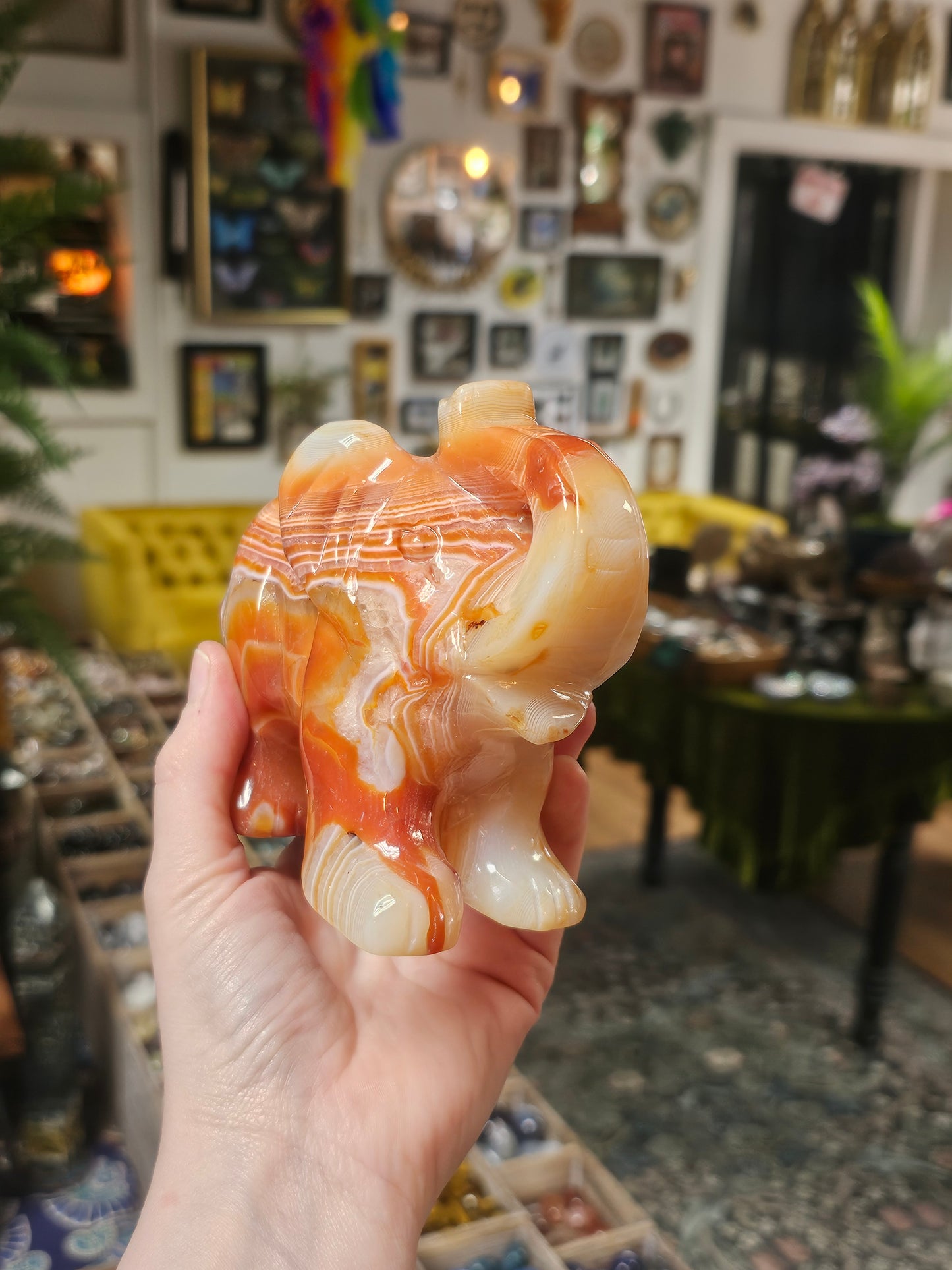 Carnelian Sardonyx Agate Elephant Carving