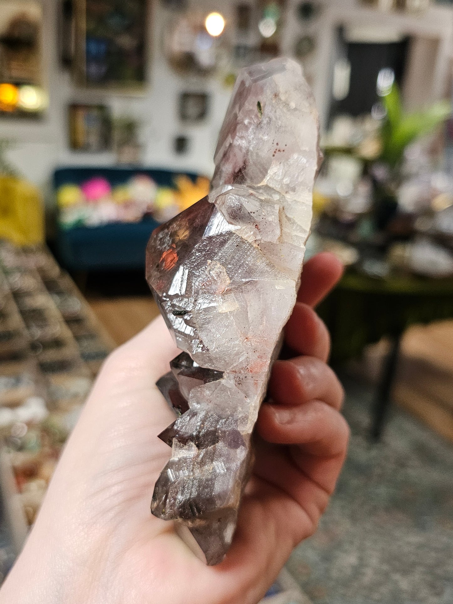 Epidote on Hematite Included Quartz