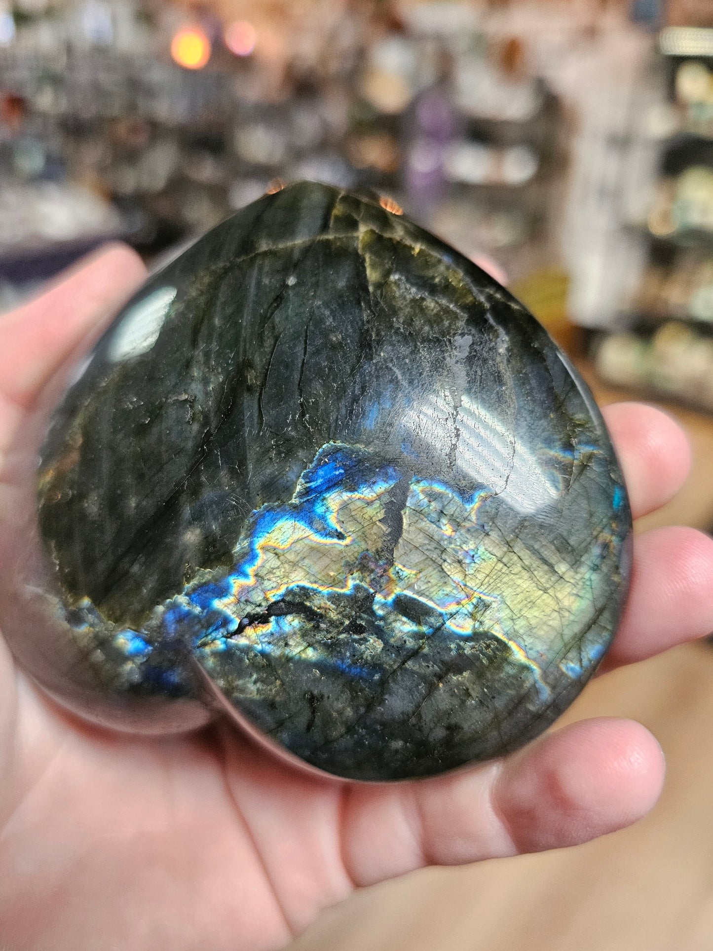 Labradorite Heart With Metal Stand