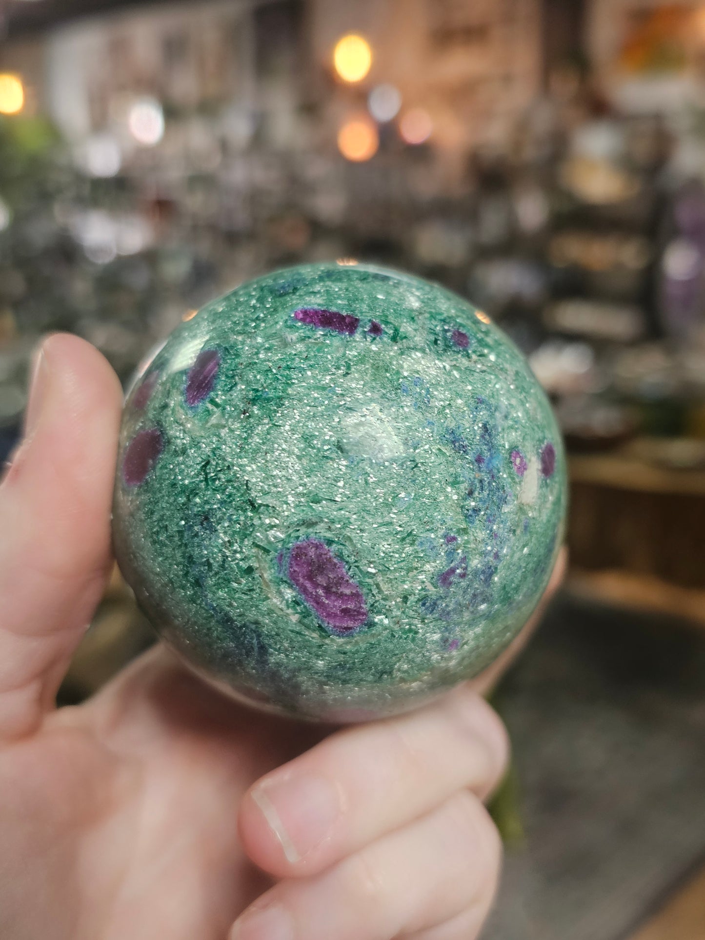 Ruby, Fuchsite, and Kyanite Sphere