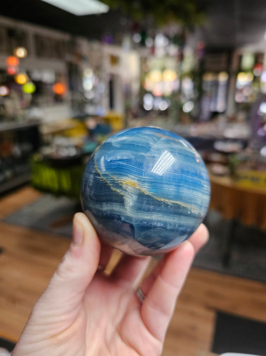 Blue Onyx Sphere ( Calcite)