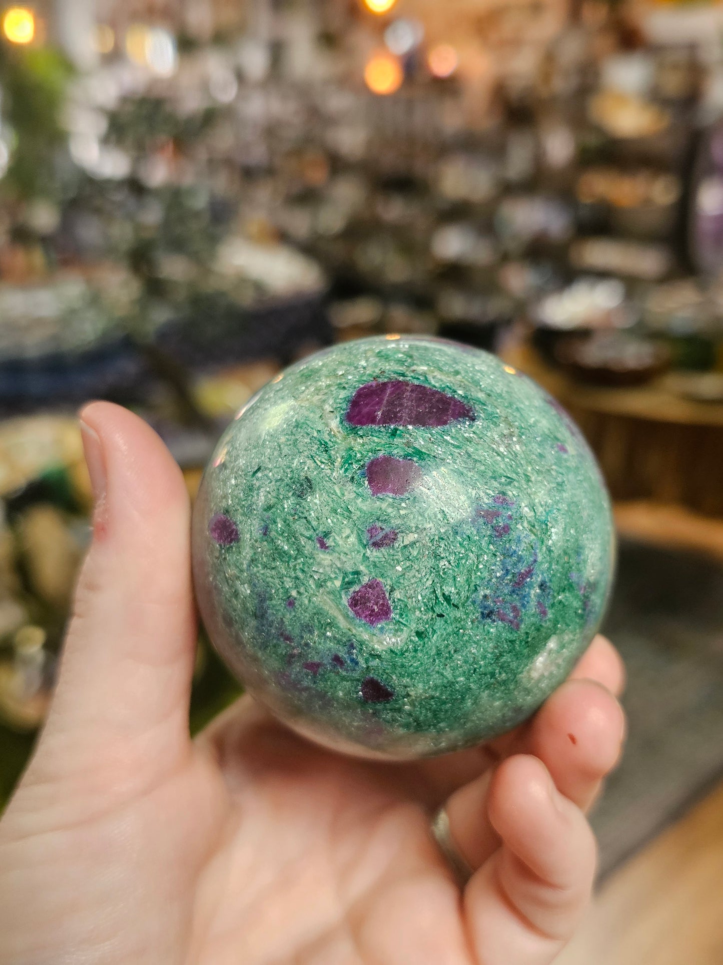 Ruby, Fuchsite, and Kyanite Sphere