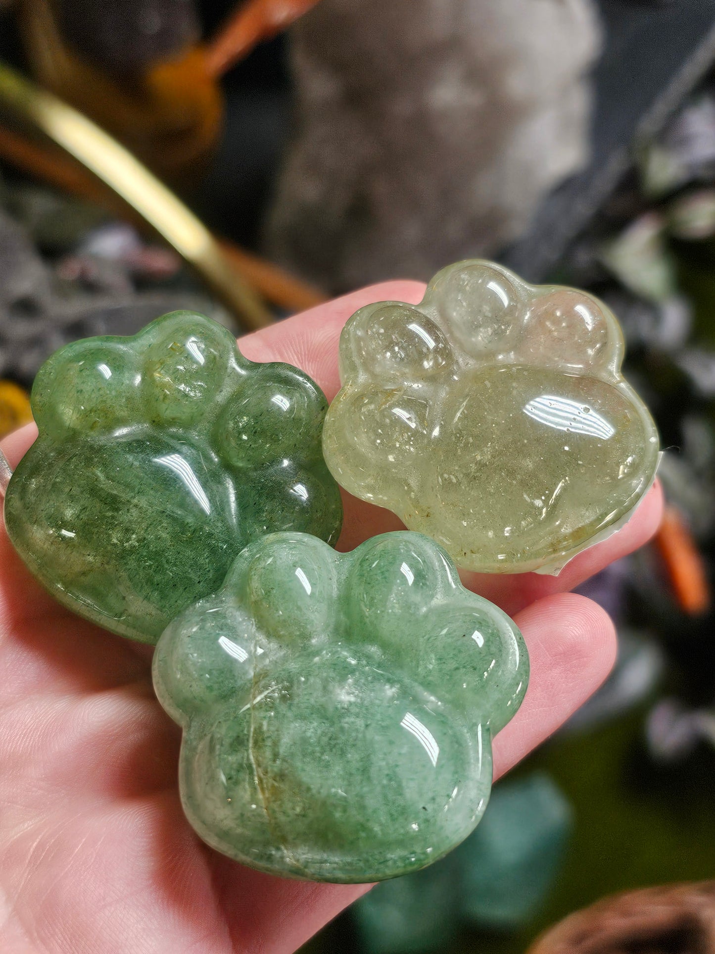 Green Strawberry Quartz Paw Print