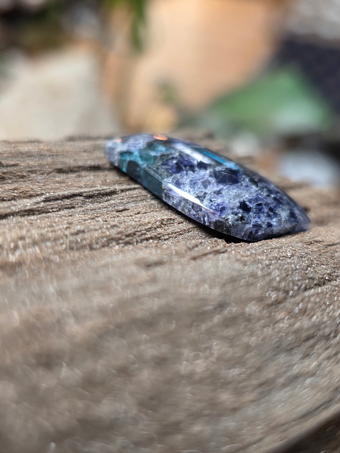 Iolite and Apatite Cabochon