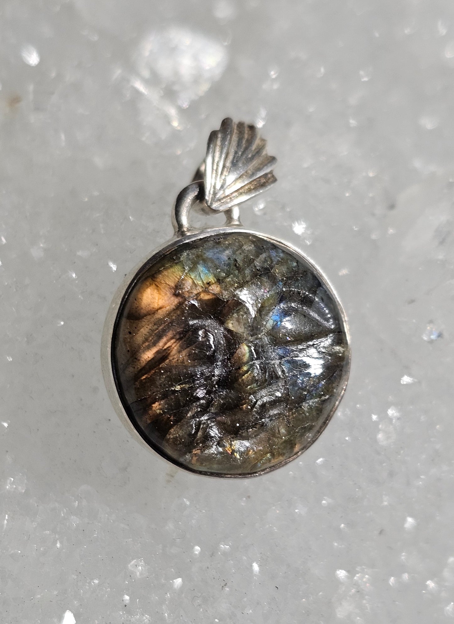 Labradorite Moon Carving Pendant