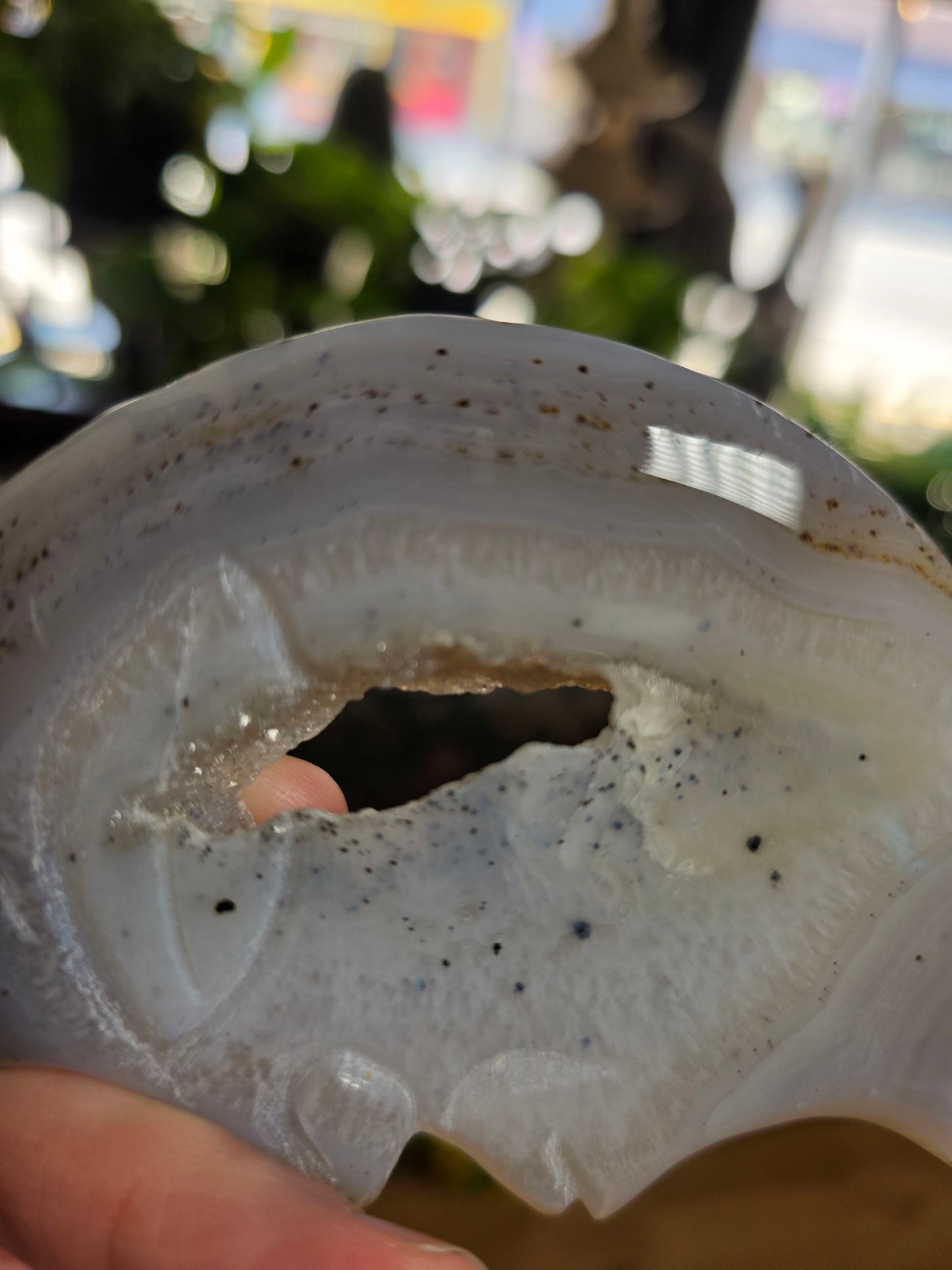 Dendritic Agate Moon Carving