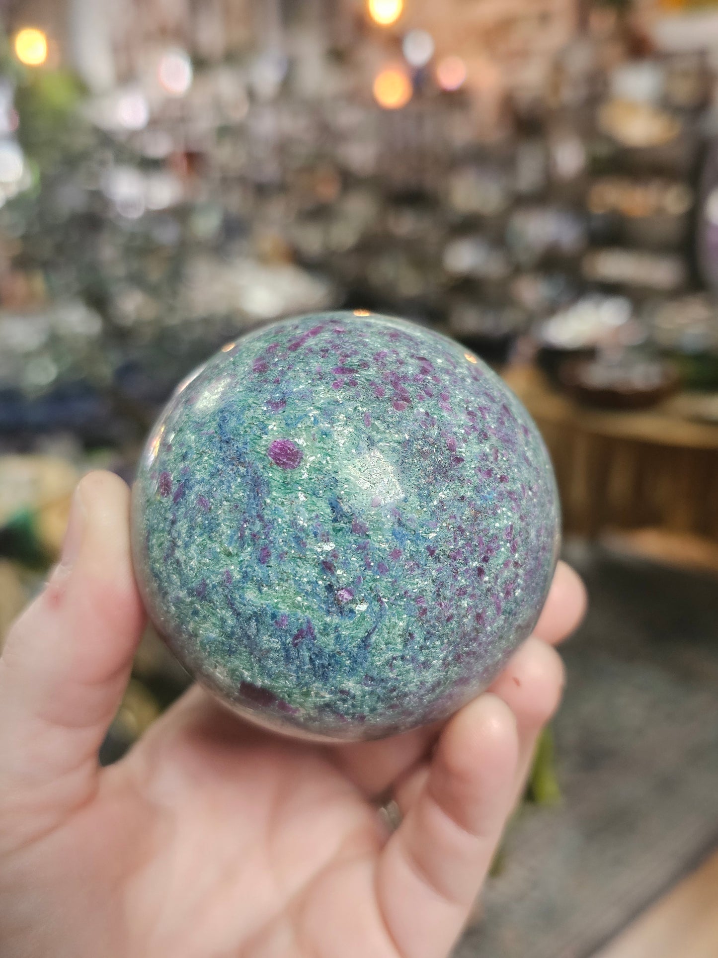 Ruby, Fuchsite, and Kyanite Sphere