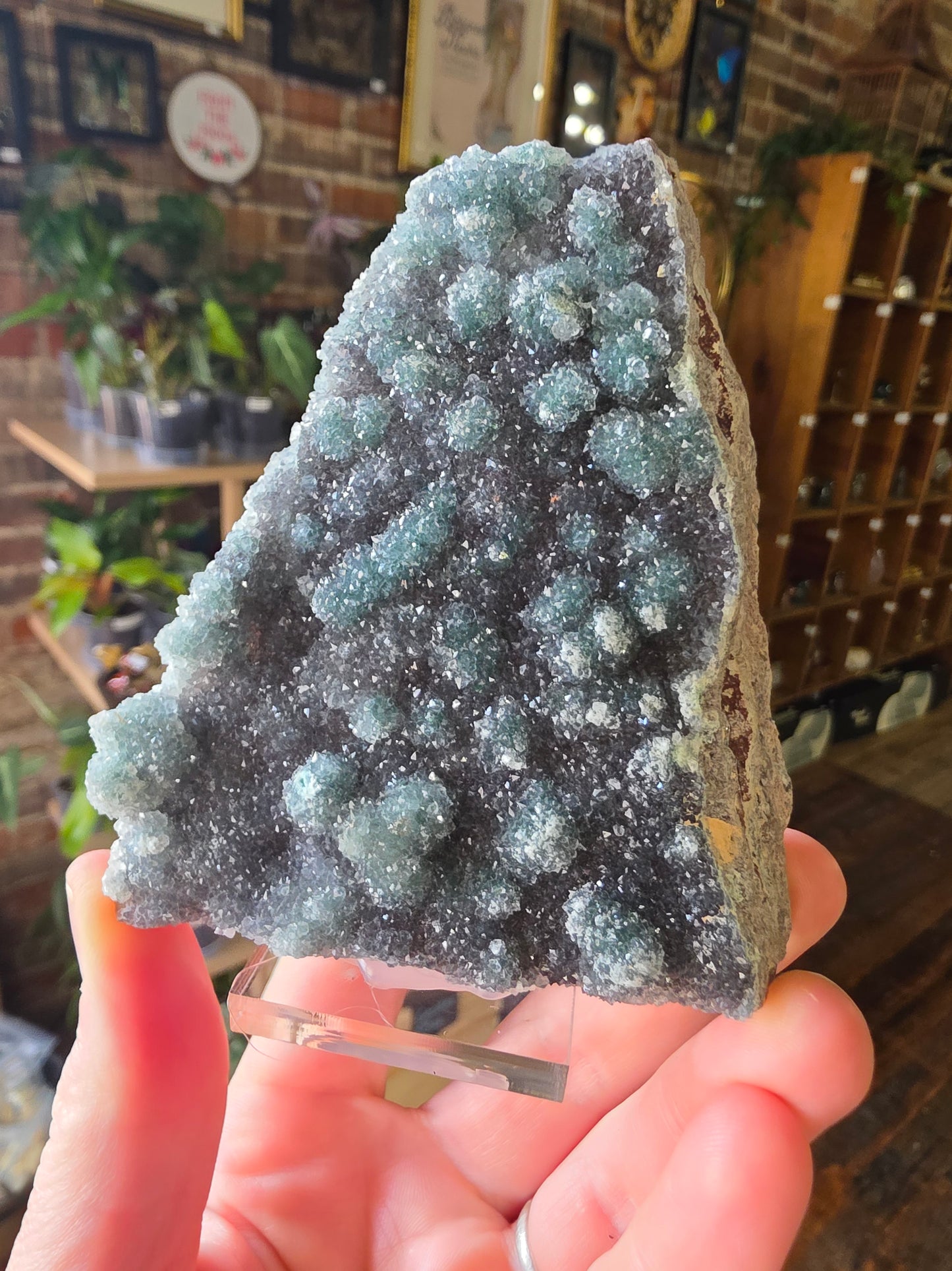 Quartz Druzy on Malachite