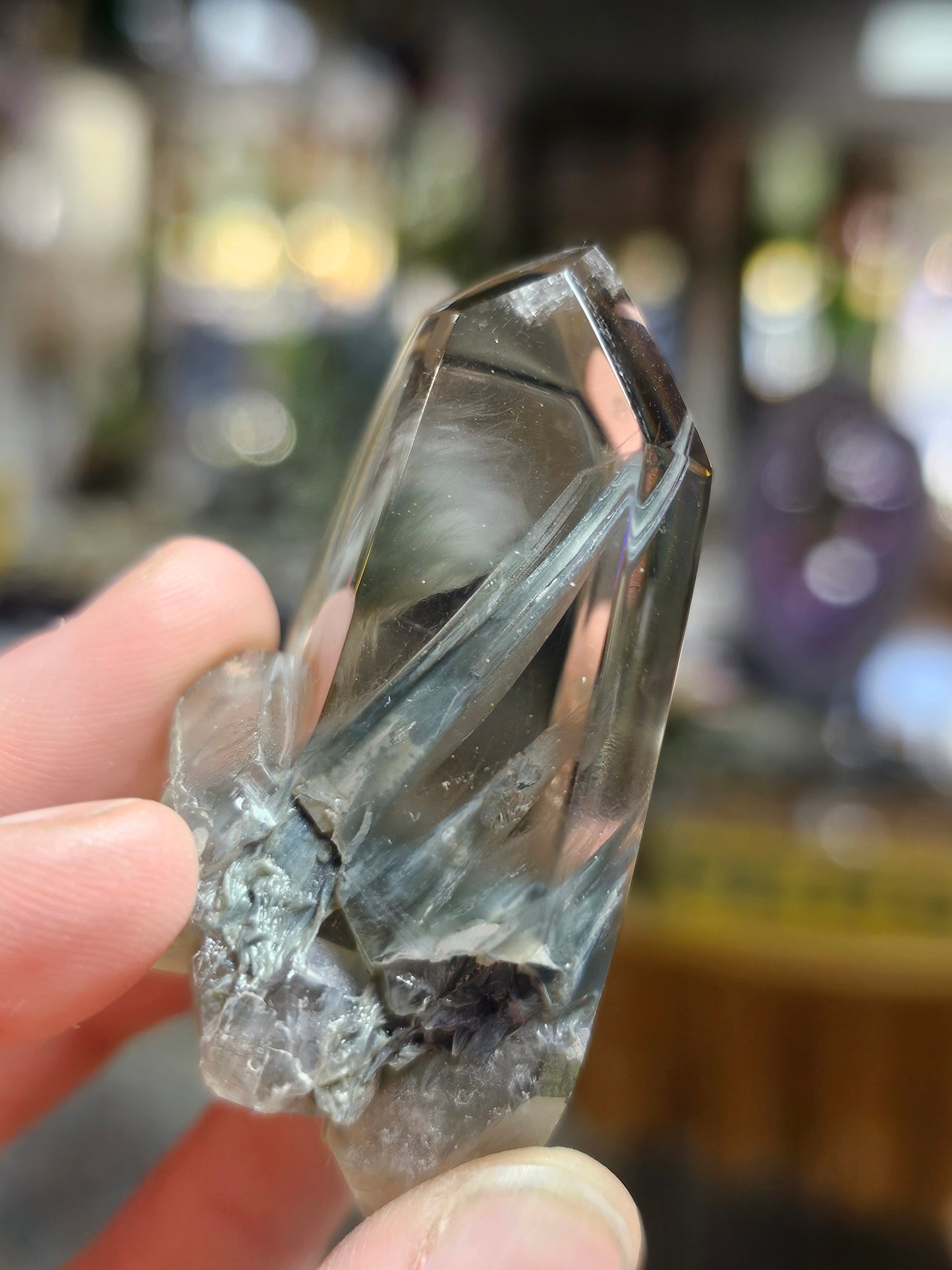Polished Blue Tara ( Blue Amphibole) Quartz Point
