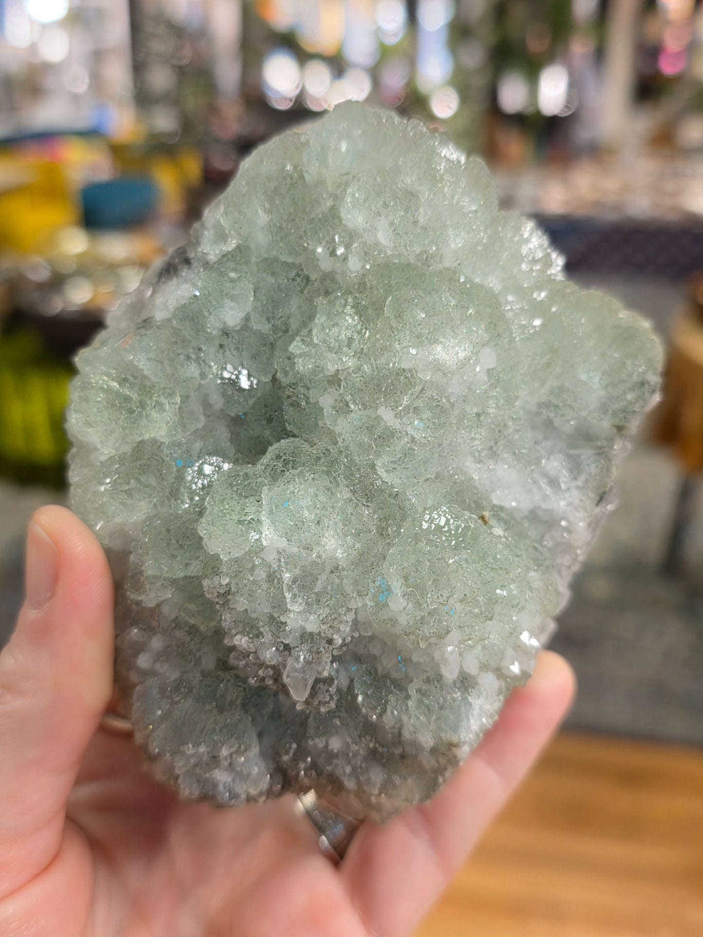 Green Fluorite and Calcite  on Quartz
