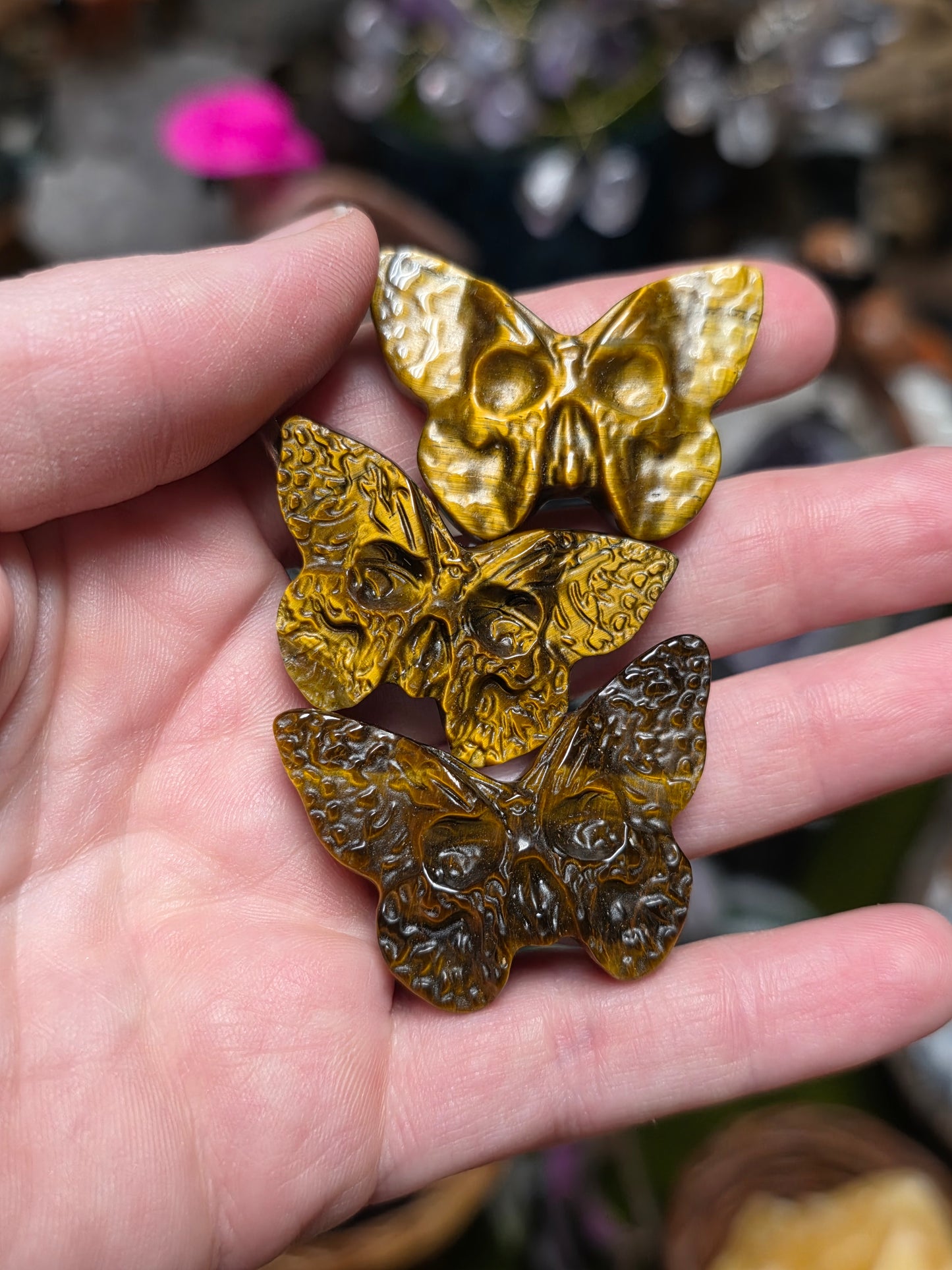 Tigers Eye Death Moth Carving