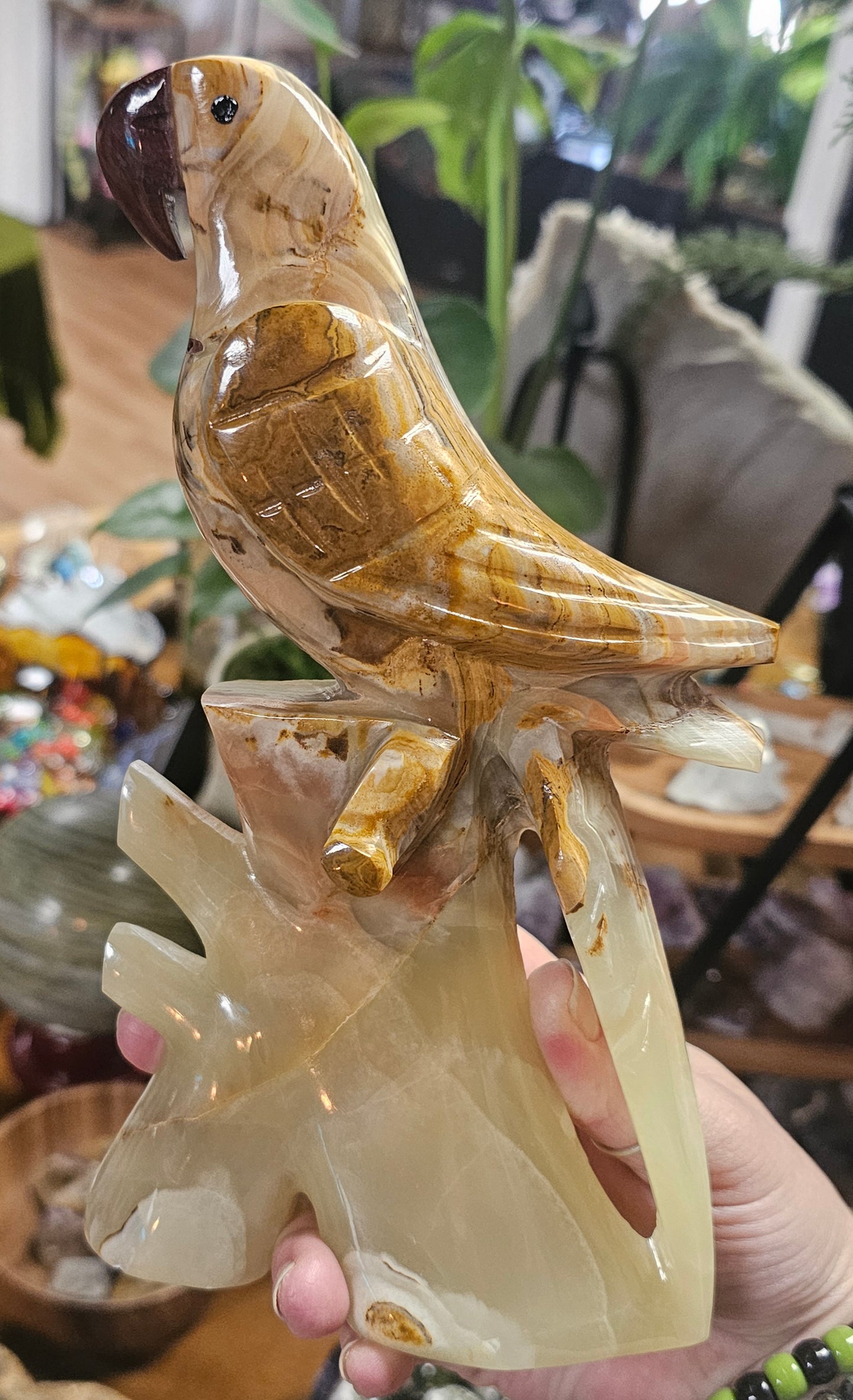 Afghan Jade Onyx Parrot Carving