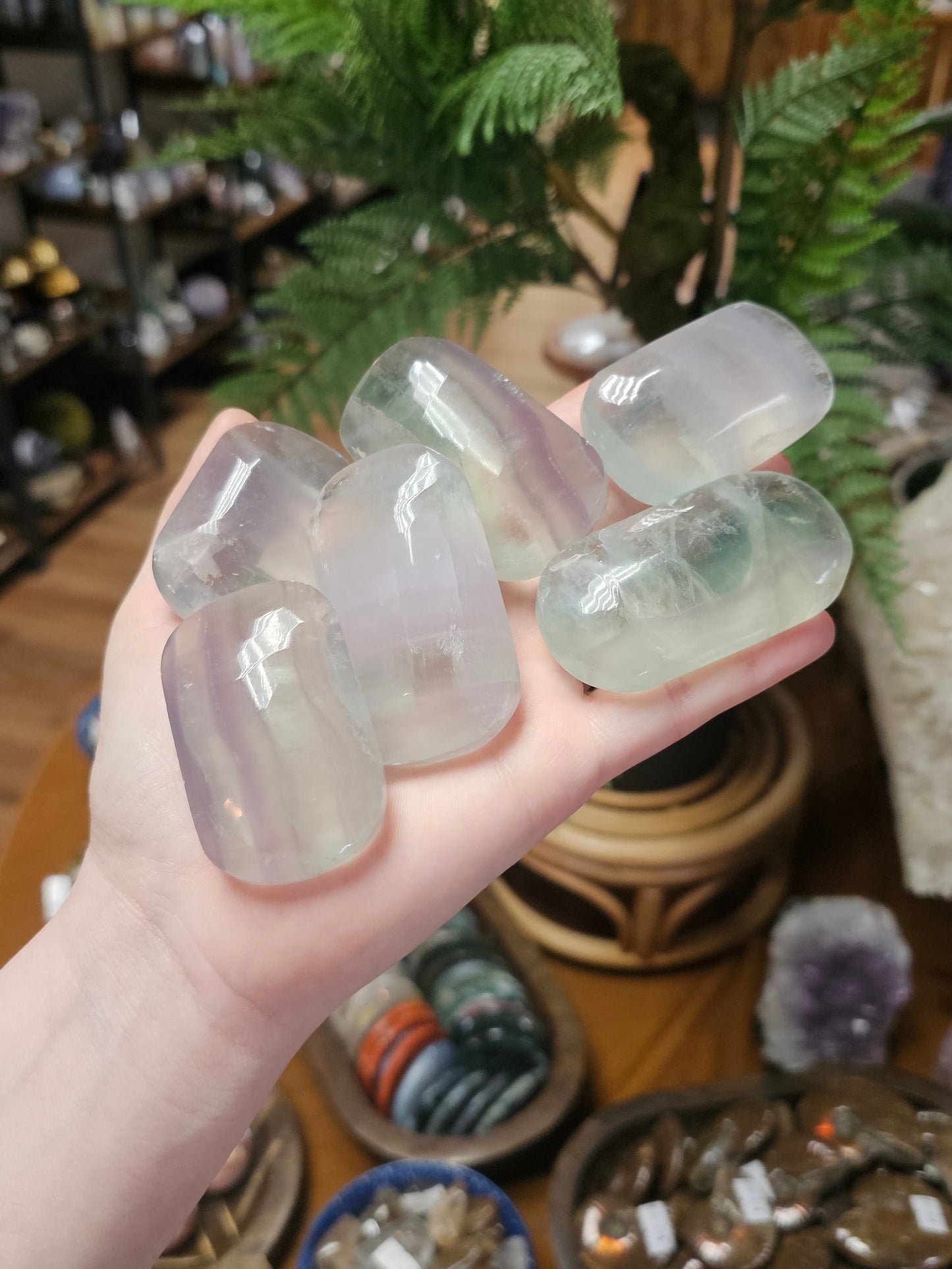 Lavendar Fluorite palms (Yttrium Fluorite)