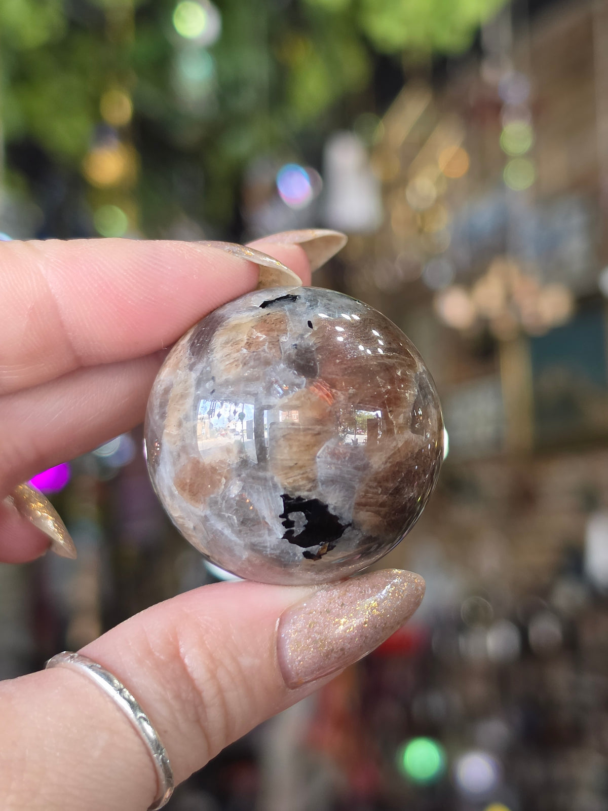 Larvikite and Sunstone Sphere