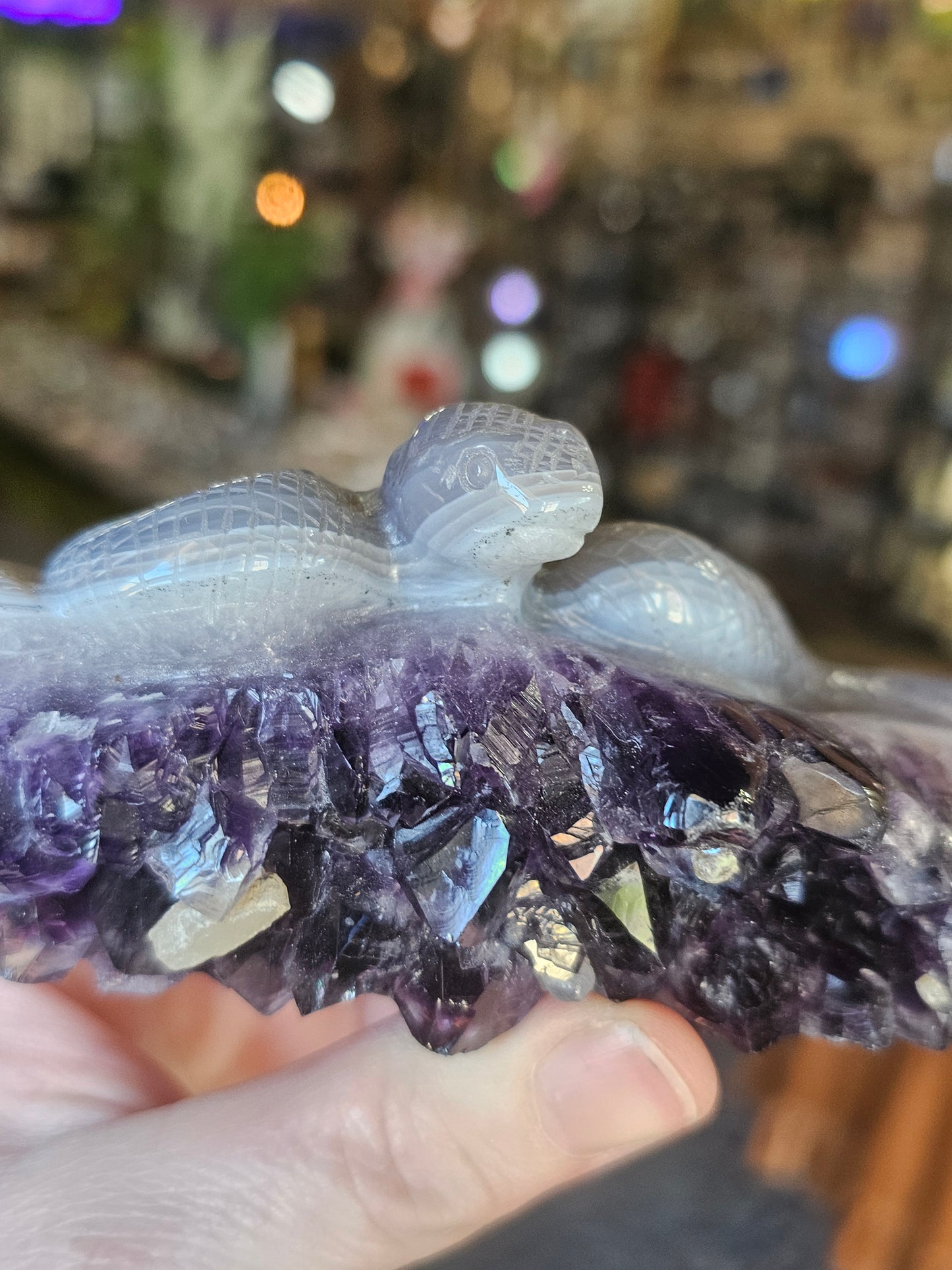 Amethyst Agate Snake Carving