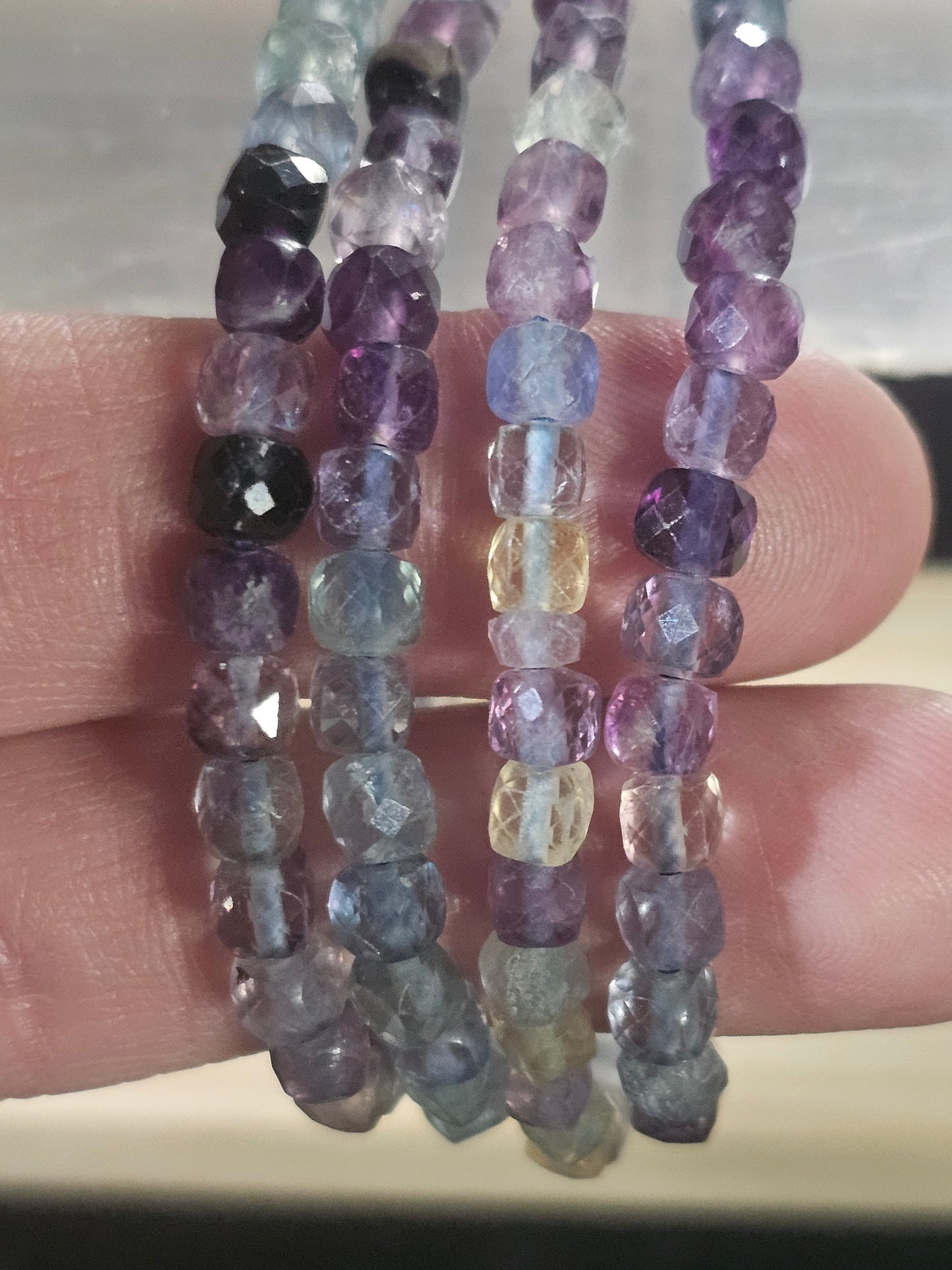 Fluorite Faceted Stretch Bracelet