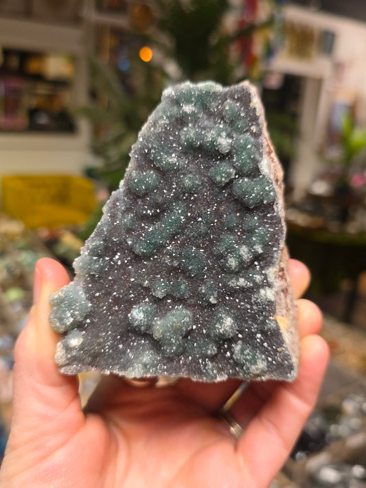 Druzy Quartz on Malachite