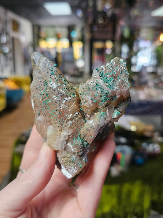Malachite on Calcite