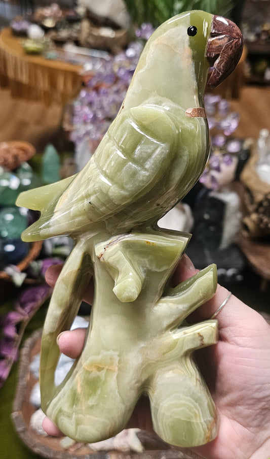 Afghan Jade Onyx Parrot Carving