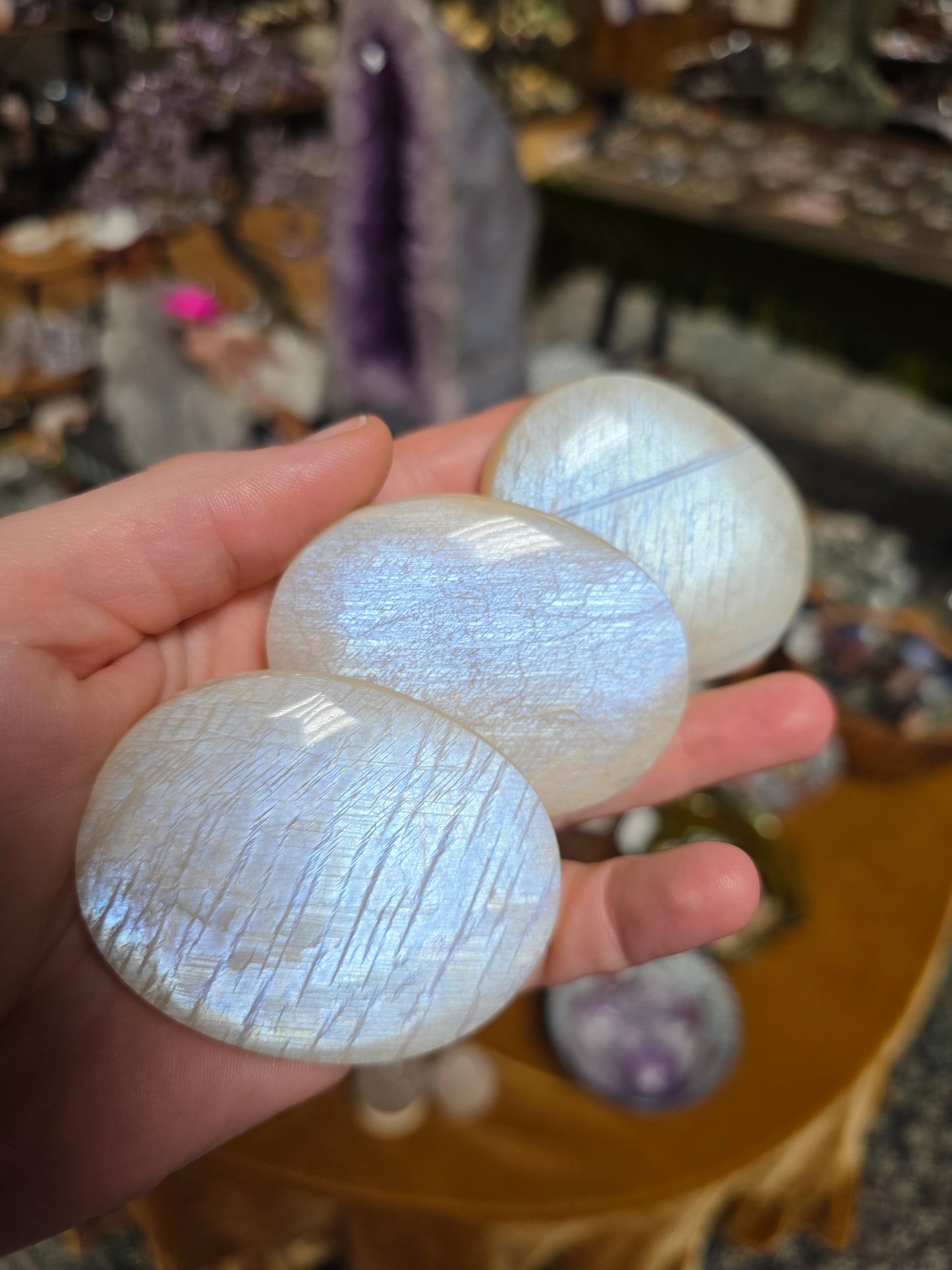 High Grade White Moonstone Palmstone