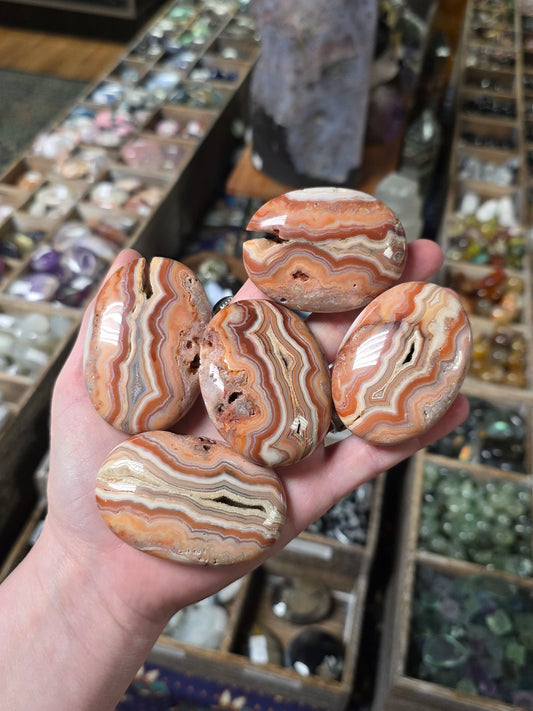 Pink Java Lace Agate Palmstone