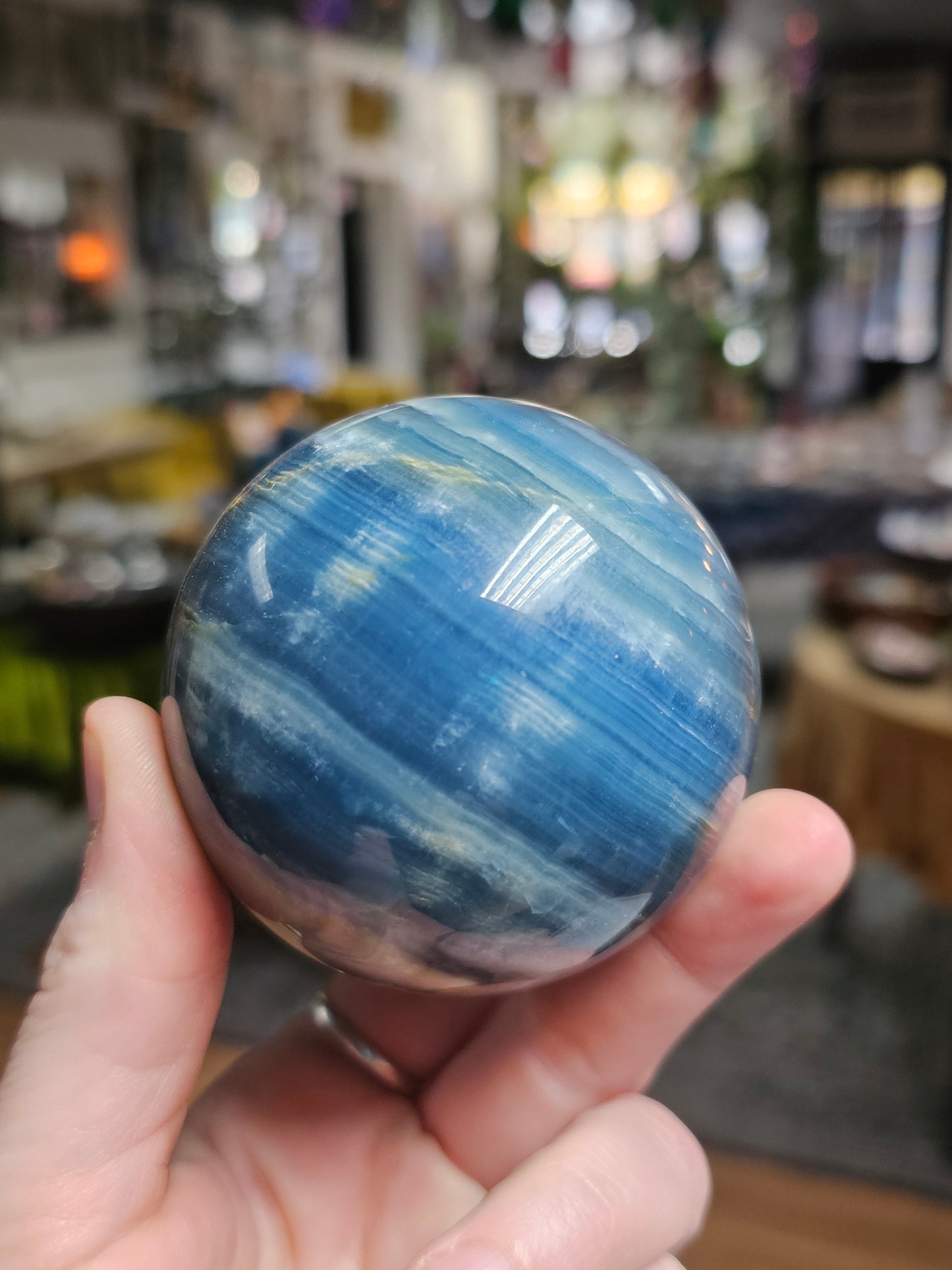 Blue Onyx Sphere ( Calcite)