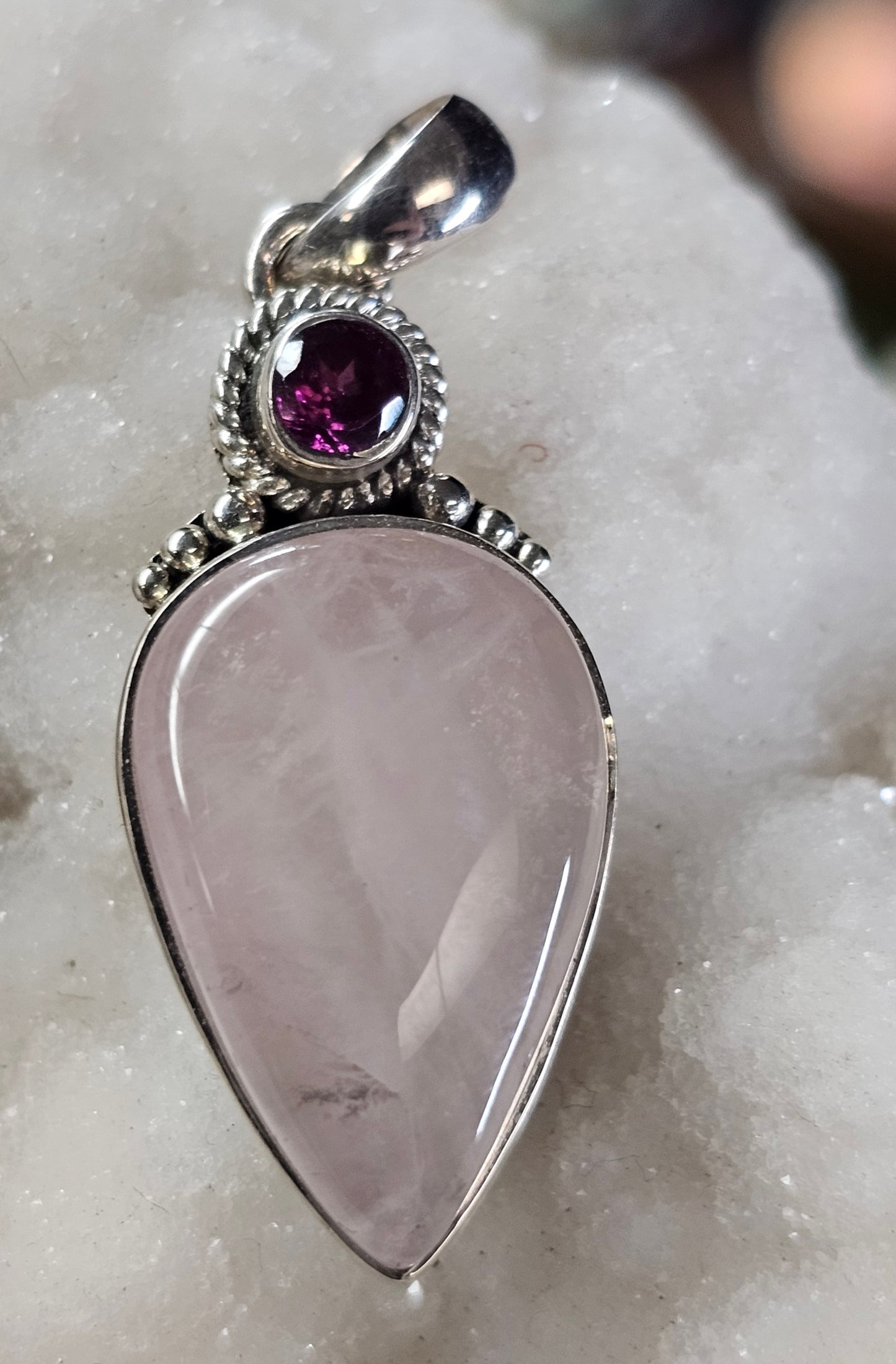 Rose Quartz & Garnet Pendant