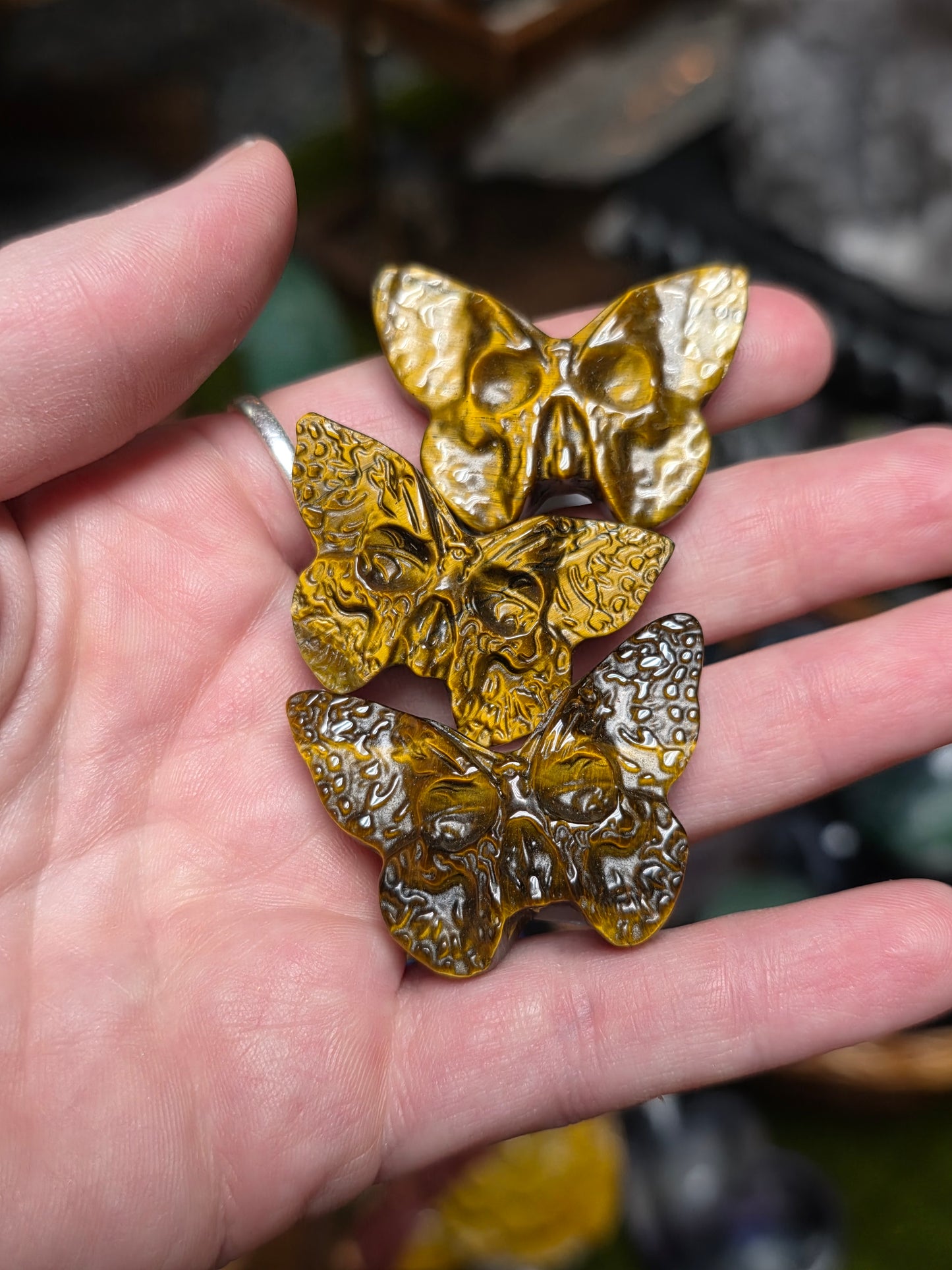 Tigers Eye Death Moth Carving