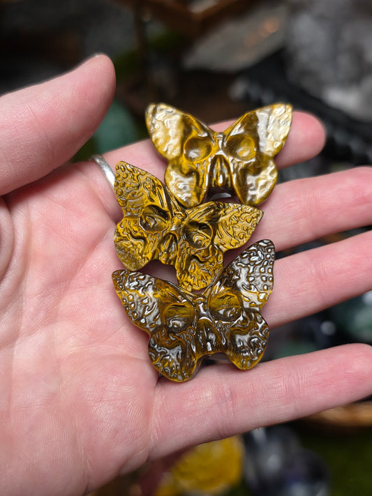 Tigers Eye Death Moth Carving