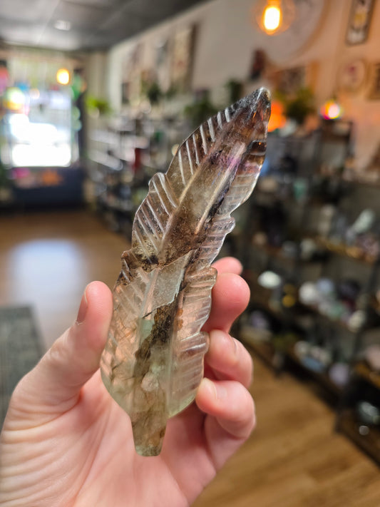 Included Fluorite Feather Carving