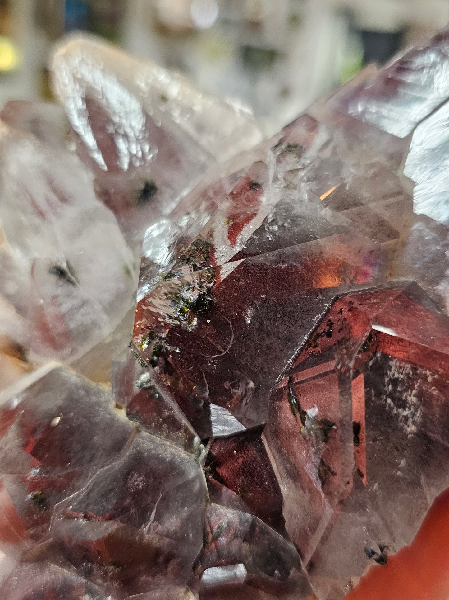 Epidote on Hematite Included Quartz