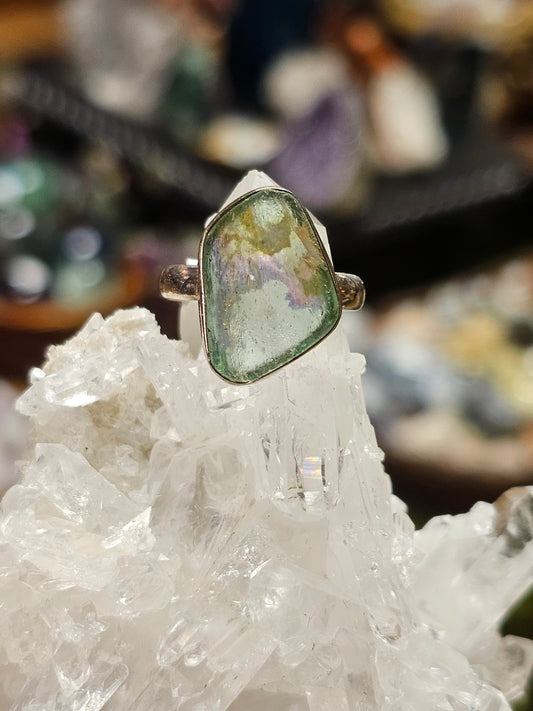 Size 8 Patina Glass Ring