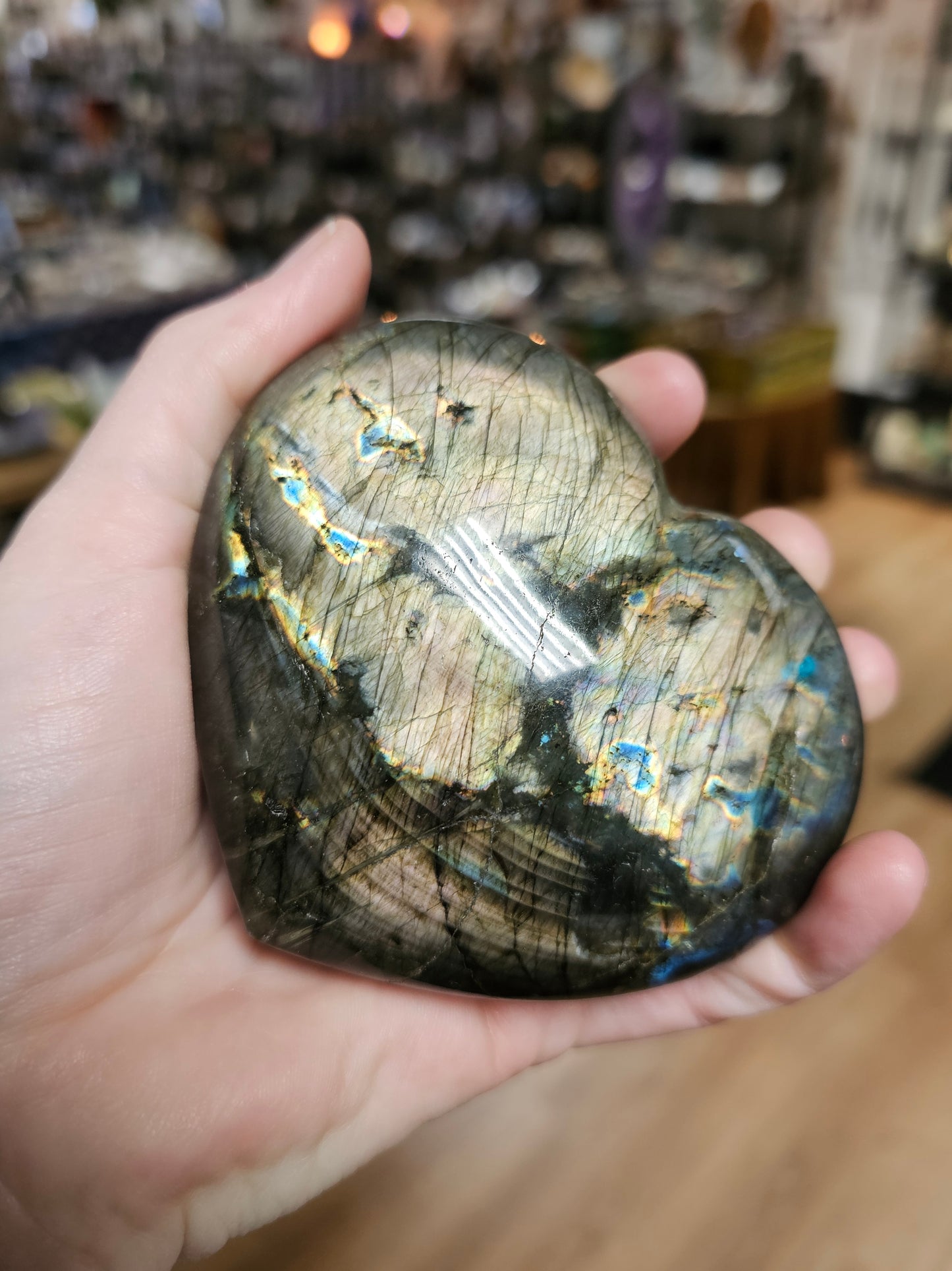 Labradorite Heart With Metal Stand