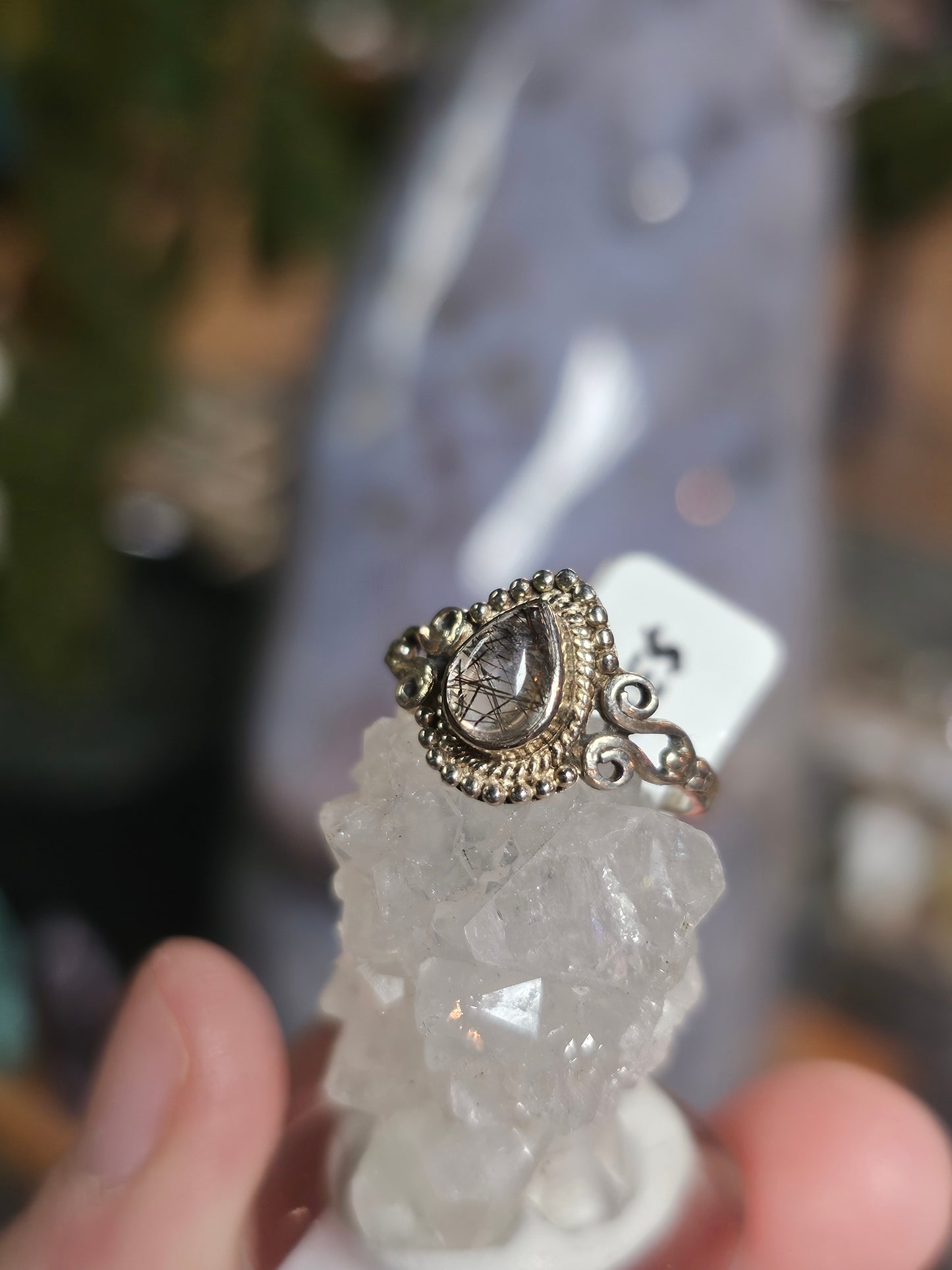 Size 7 Tourmaline in Quartz Ring