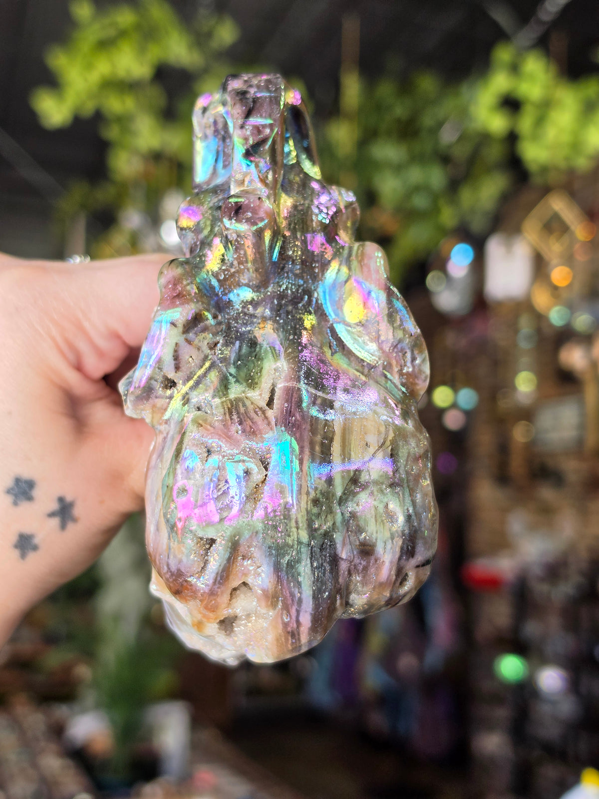 Aura Coated Druzy Quartz Elephant