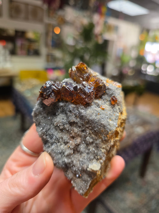 Sphalerite on Druzy Quartz